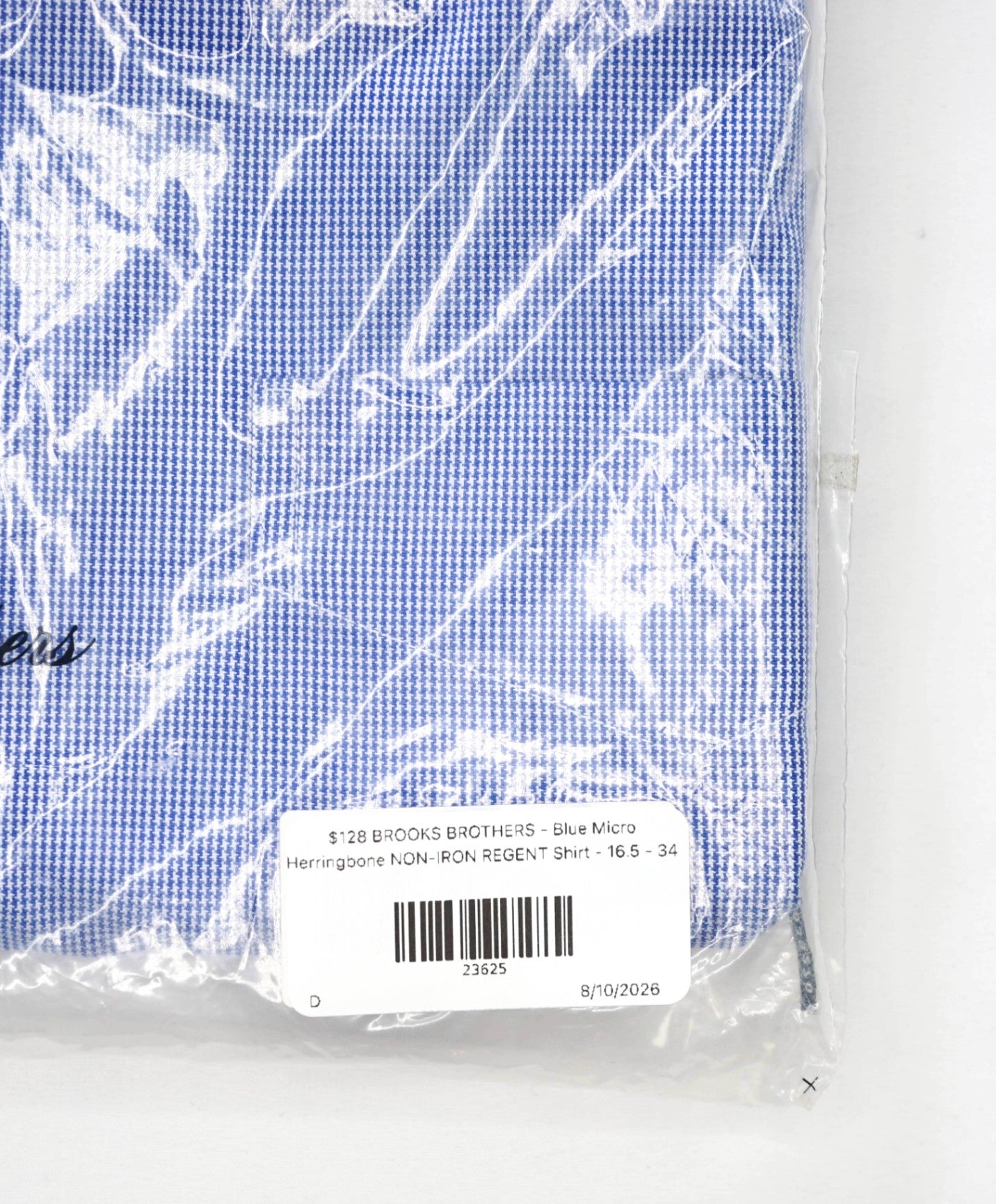 $128 BROOKS BROTHERS - Blue Micro Herringbone NON-IRON REGENT Shirt - 16.5 - 34