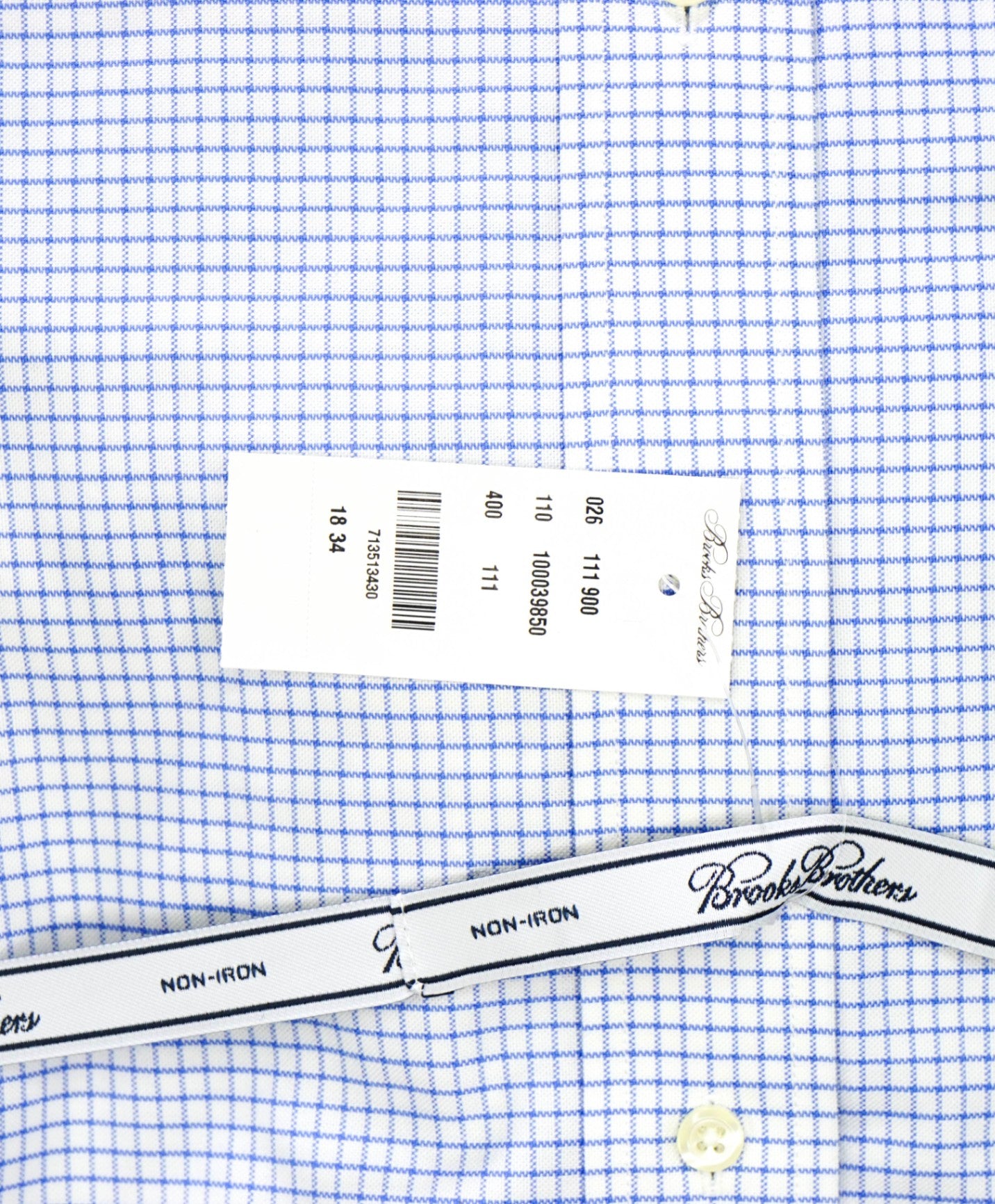 $128 BROOKS BROTHERS - Blue Plaid NON-IRON MILANO Shirt - 18 - 34