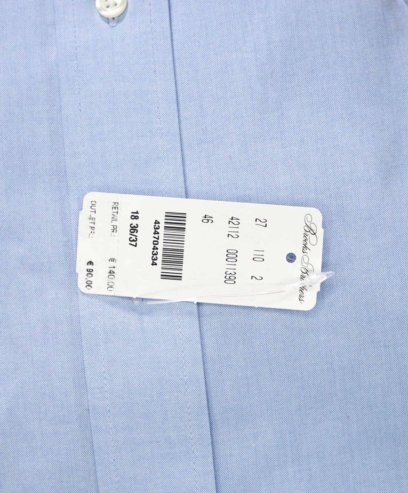 $128 BROOKS BROTHERS - Blue NON-IRON MADISON Shirt - 18 - 36/37