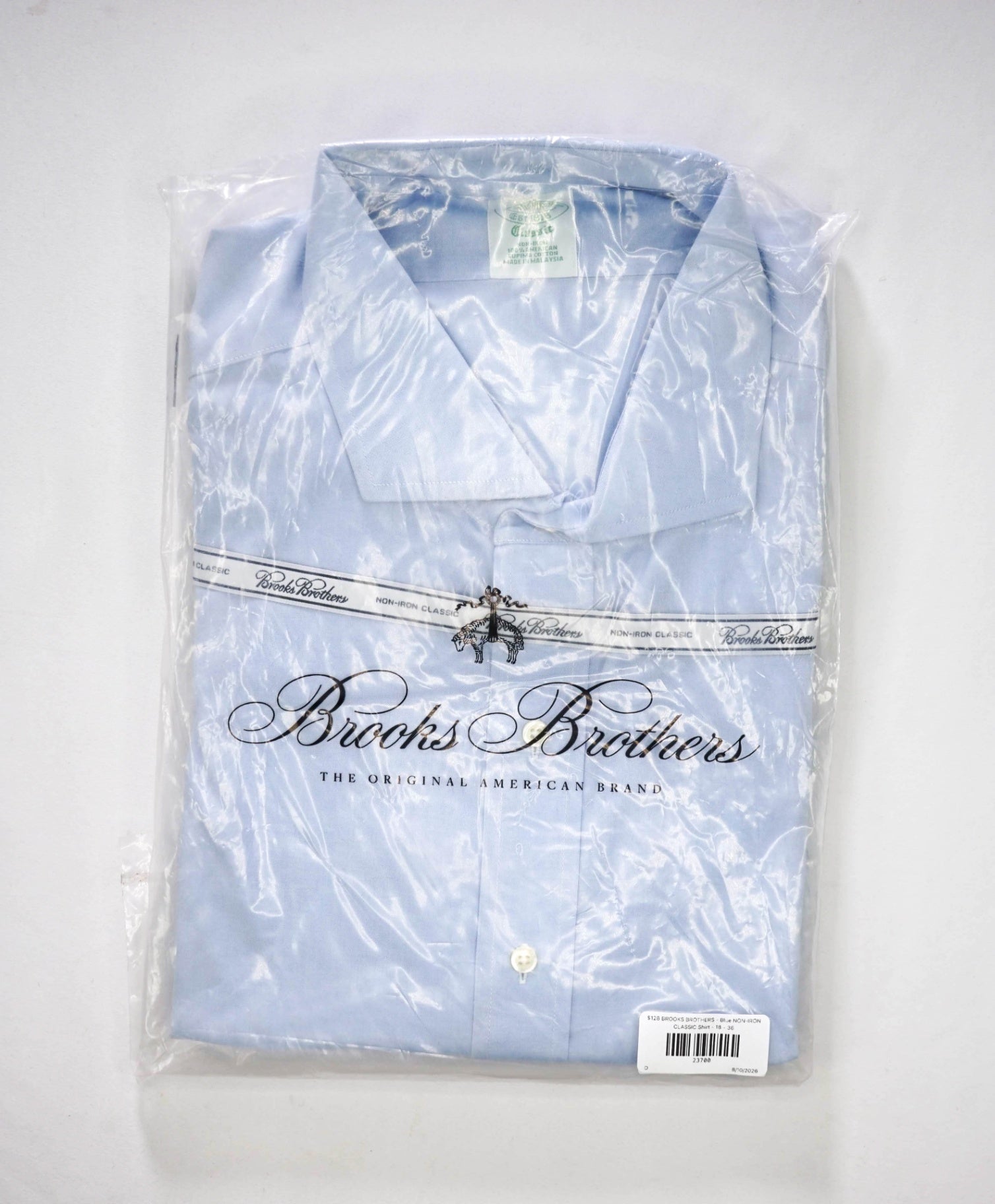 $128 BROOKS BROTHERS - Blue NON-IRON CLASSIC Shirt - 18 - 36