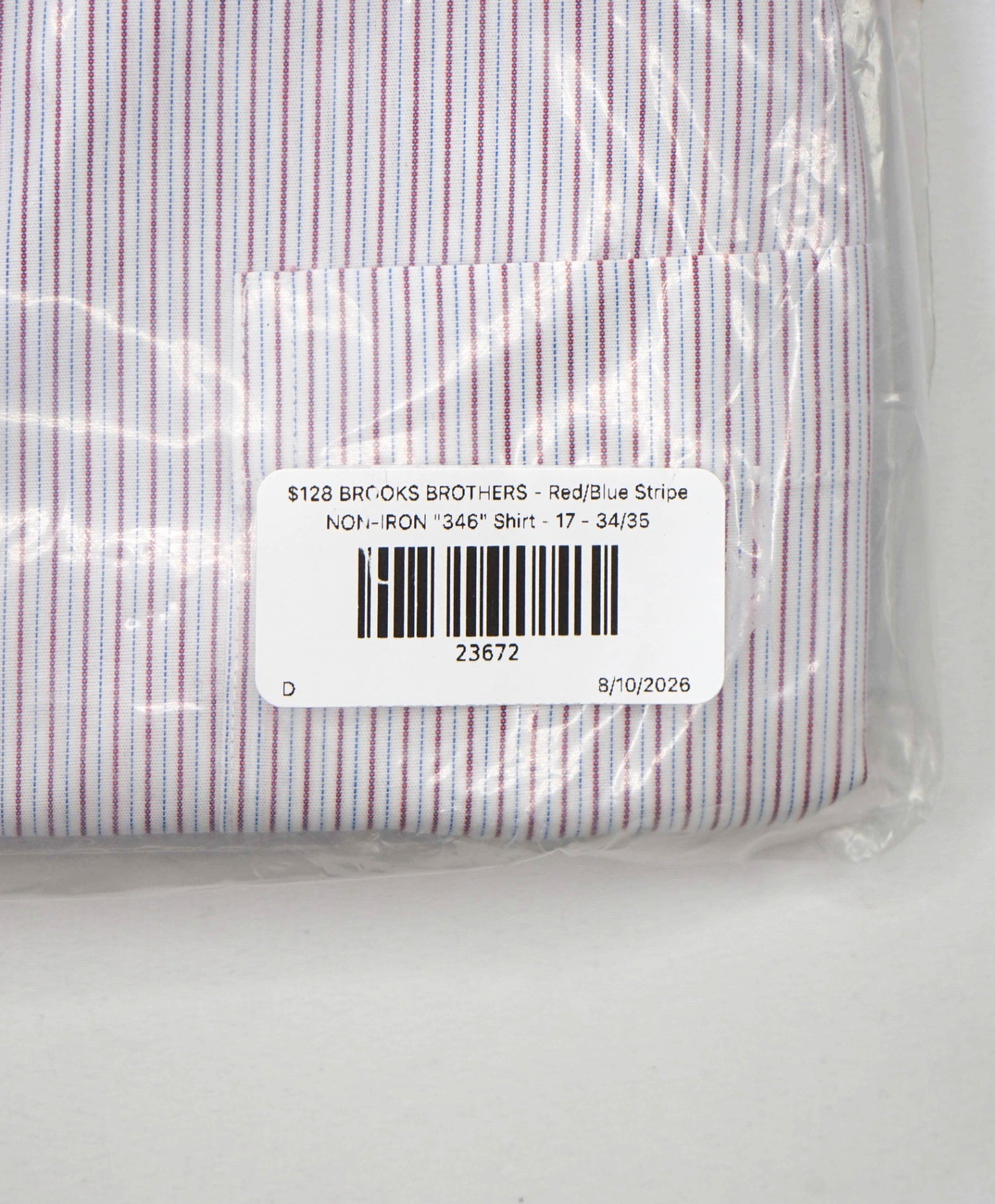 $128 BROOKS BROTHERS - Red/Blue Stripe NON-IRON "346" Shirt - 17 - 34/35