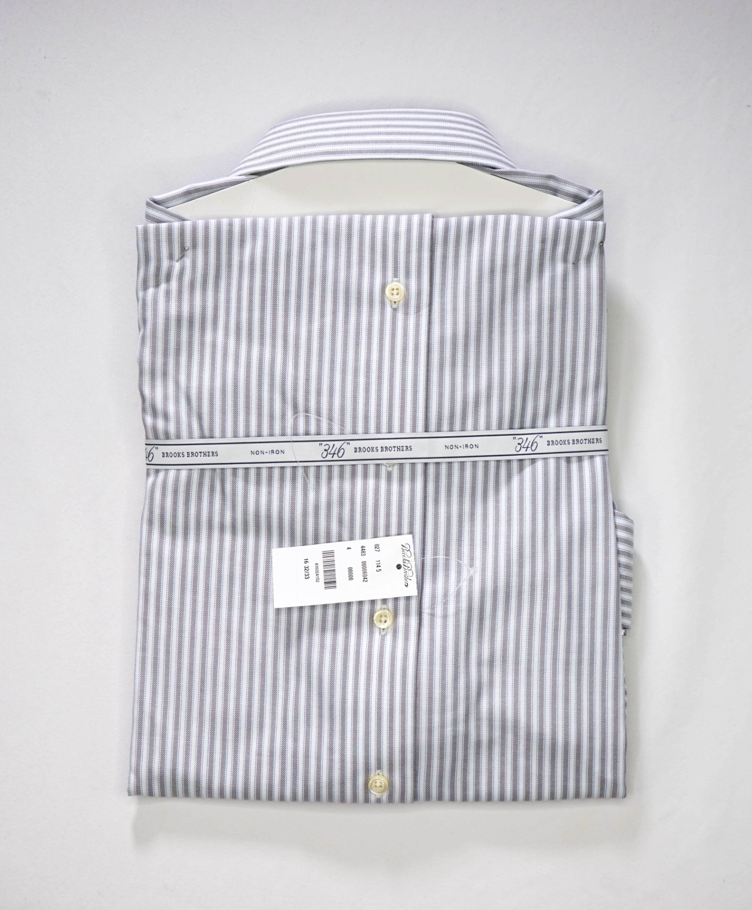 $128 BROOKS BROTHERS - Blue Stripe NON-IRON SLIM FIT "346" Shirt - 16 - 32/33