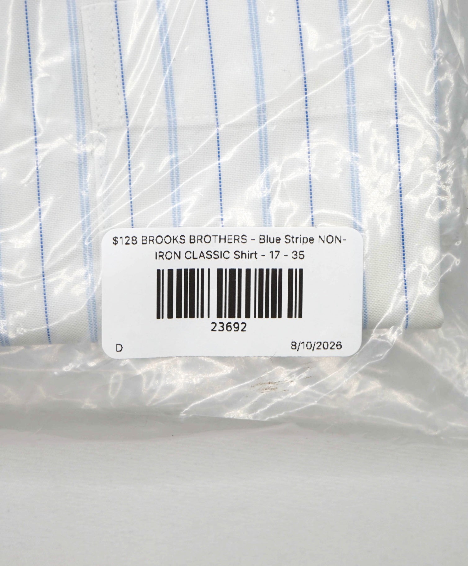 $128 BROOKS BROTHERS - Blue Stripe NON-IRON CLASSIC Shirt - 17 - 35