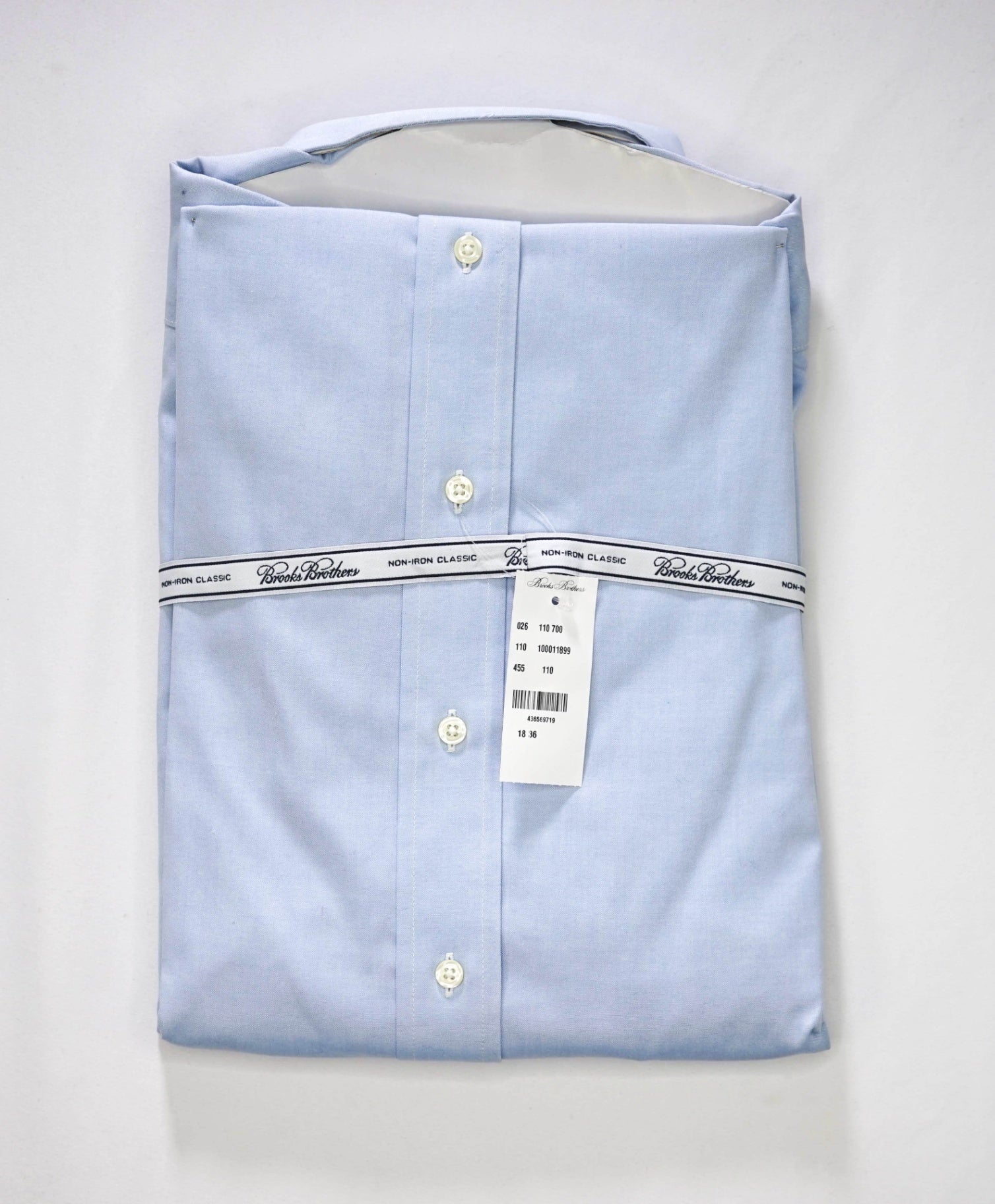 $128 BROOKS BROTHERS - Blue NON-IRON CLASSIC Shirt - 18 - 36