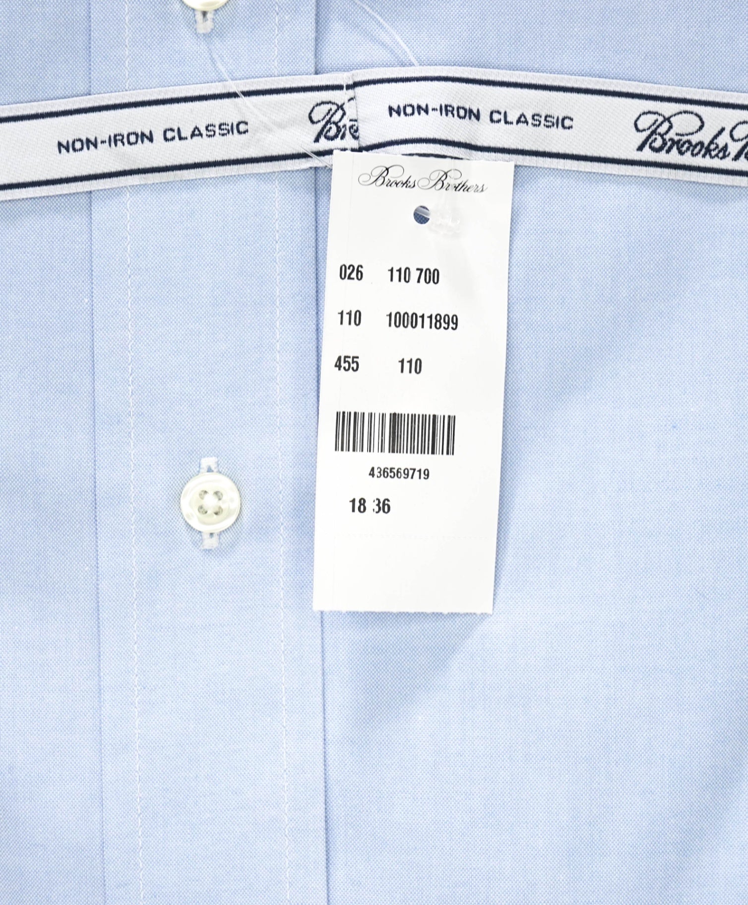 $128 BROOKS BROTHERS - Blue NON-IRON CLASSIC Shirt - 18 - 36