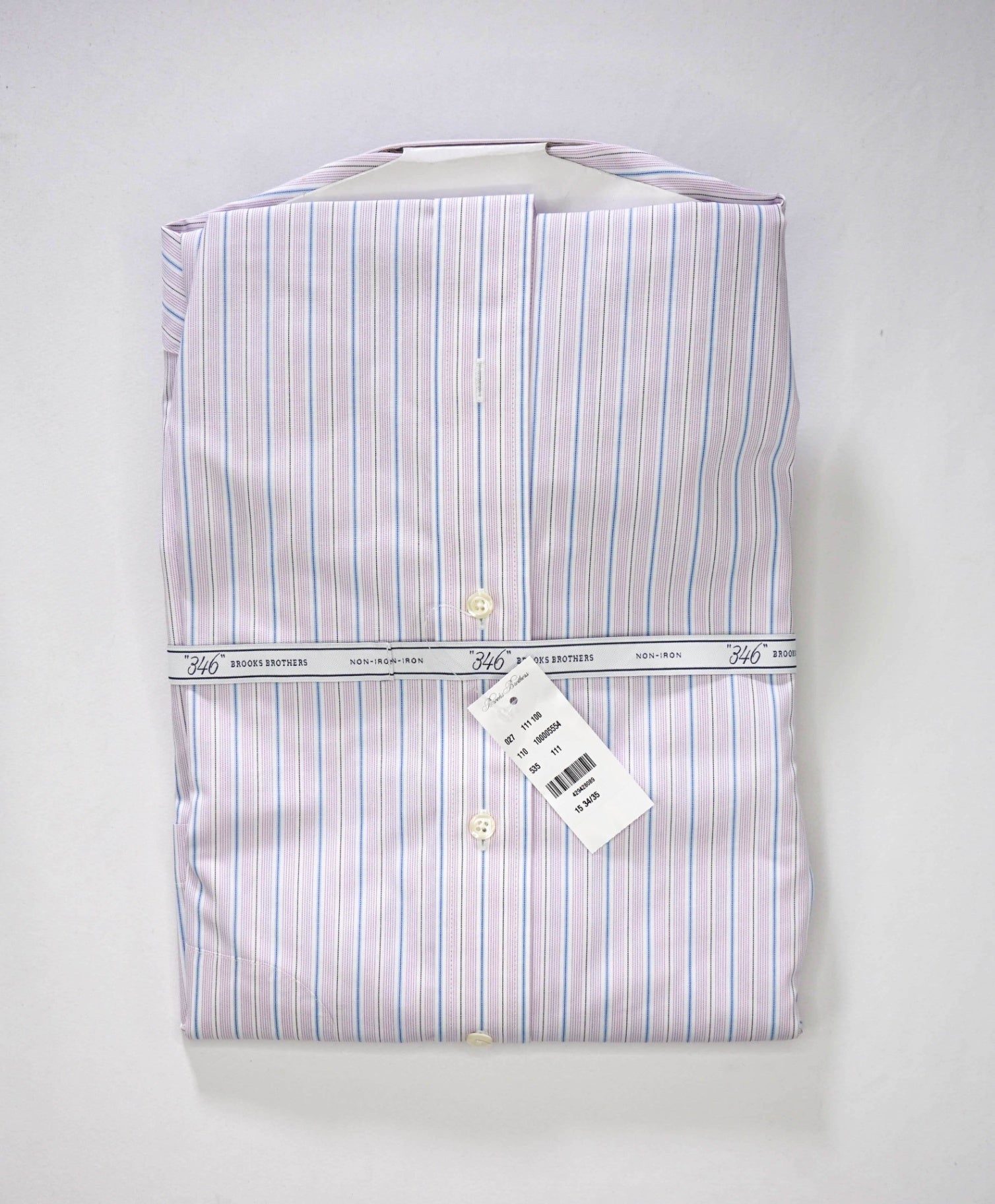 $128 BROOKS BROTHERS - Purple/Blue Stripe NON-IRON SLIM FIT "346" Shirt - 15 - 34/35