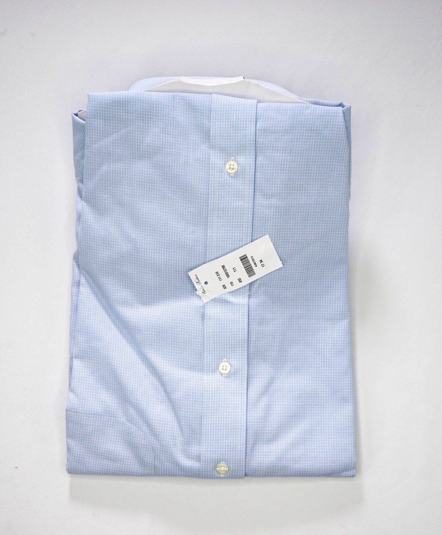$128 BROOKS BROTHERS - Blue Micro Check NON-IRON CLASSIC Shirt - 17 - 34