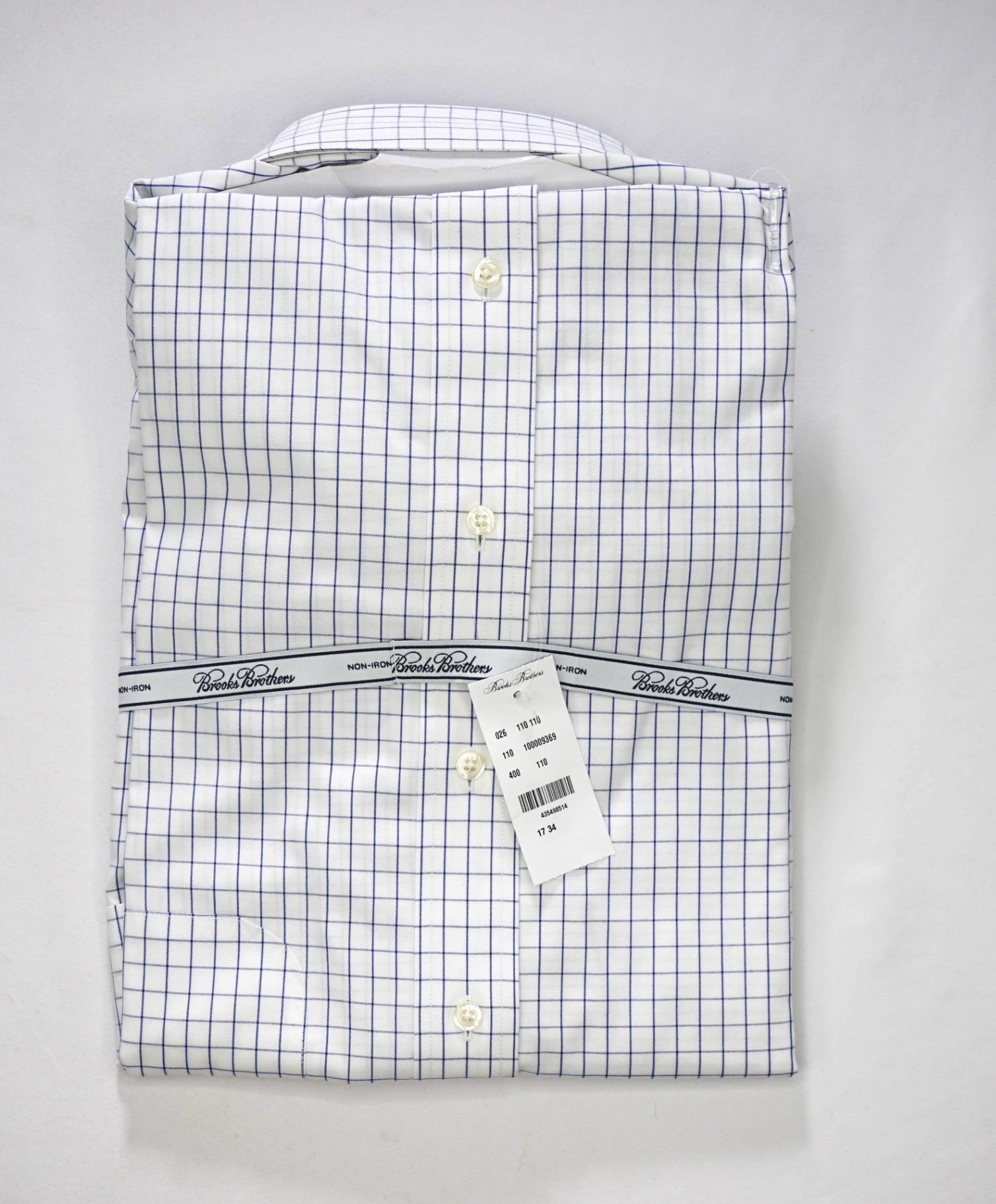 $128 BROOKS BROTHERS - Blue Check NON-IRON MADISON Shirt - 17 - 34