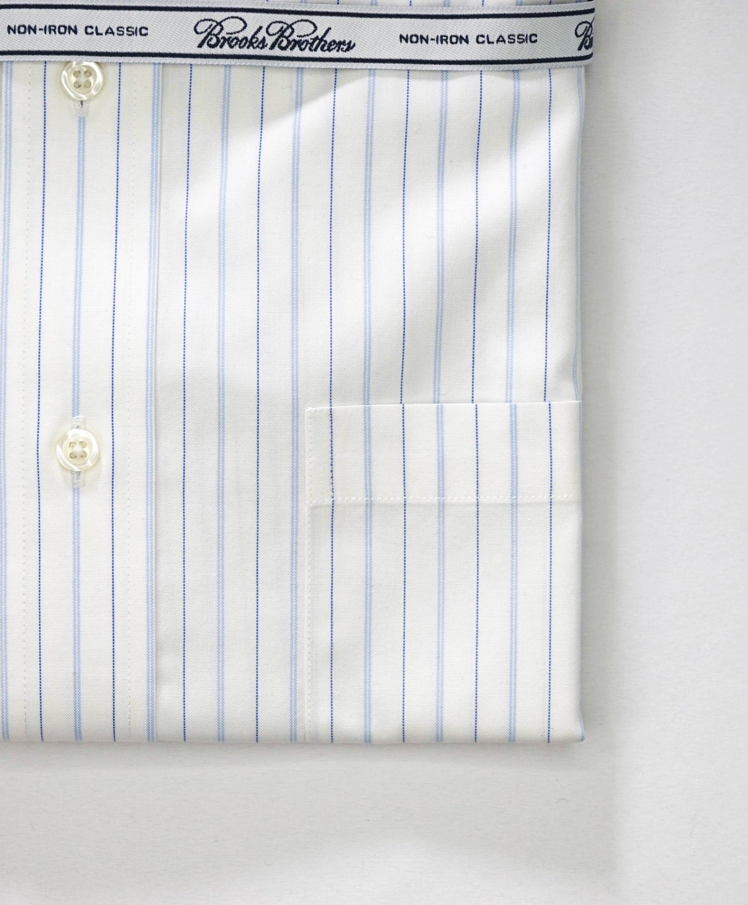 $128 BROOKS BROTHERS - Blue Stripe NON-IRON CLASSIC Shirt - 15 - 34
