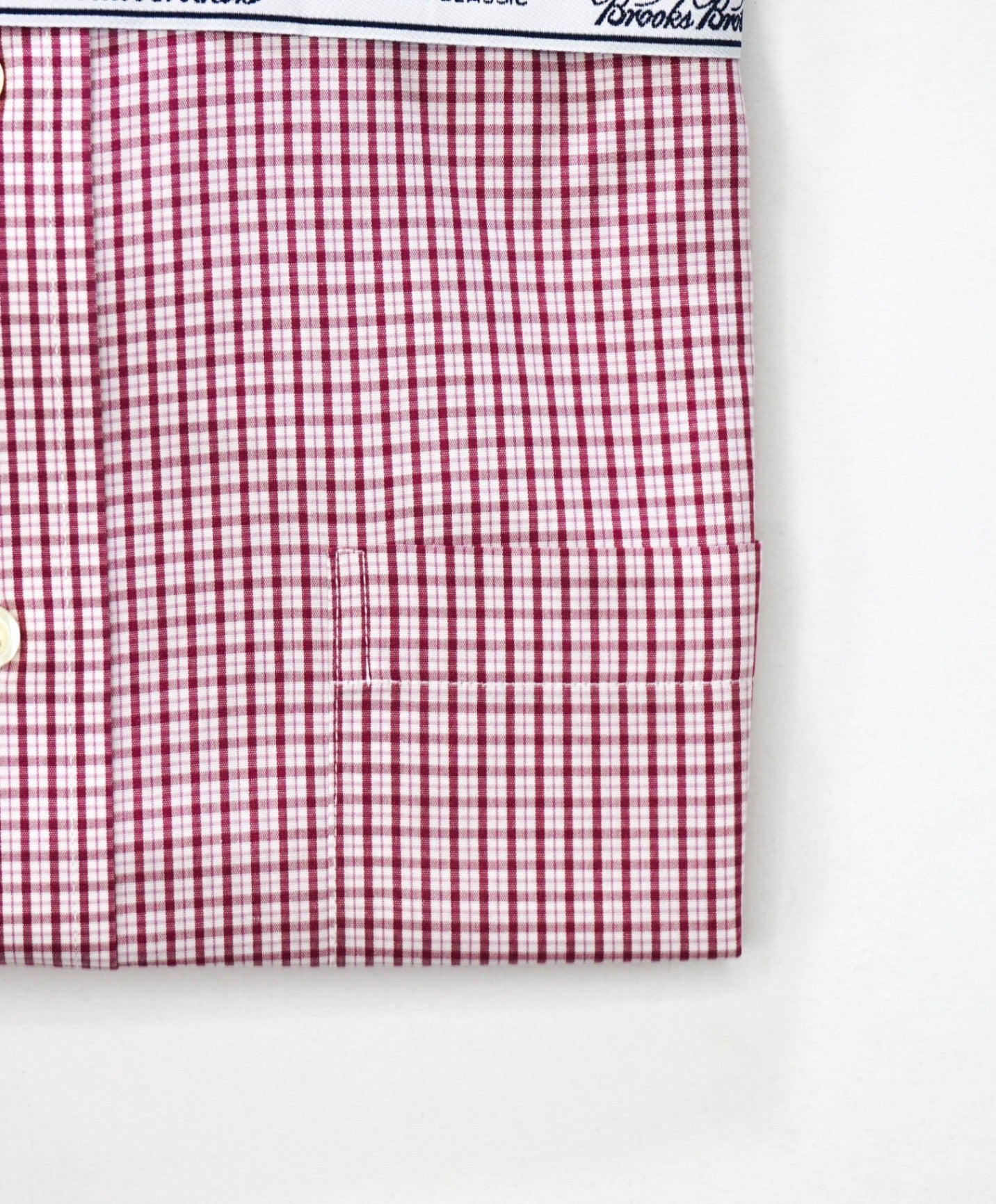 $128 BROOKS BROTHERS - Red Micro Plaid NON-IRON CLASSIC Shirt - 16 - 34