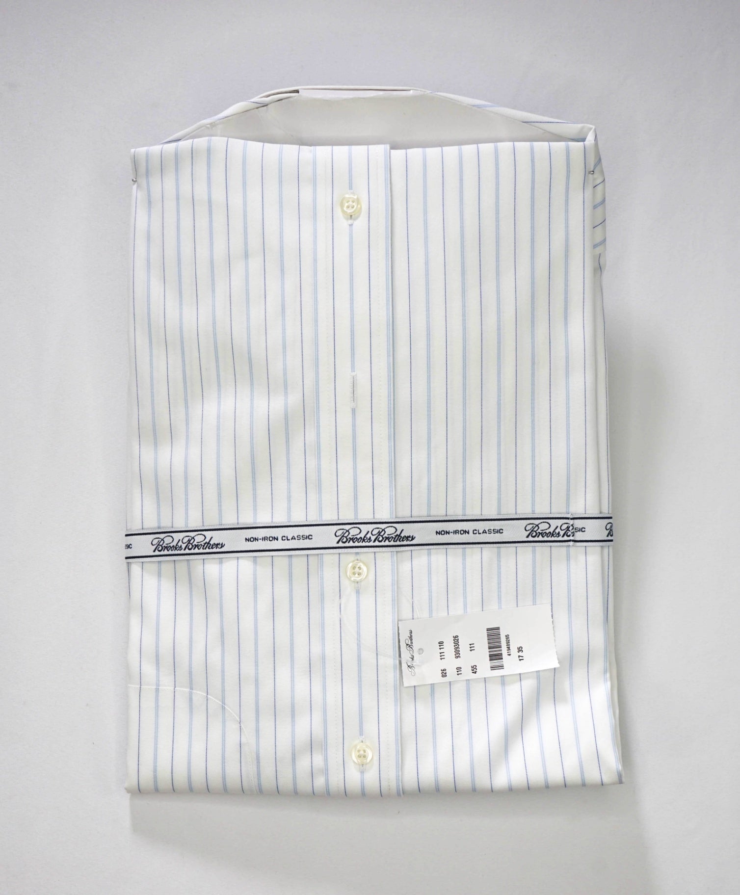 $128 BROOKS BROTHERS - Blue Stripe NON-IRON CLASSIC Shirt - 17 - 35