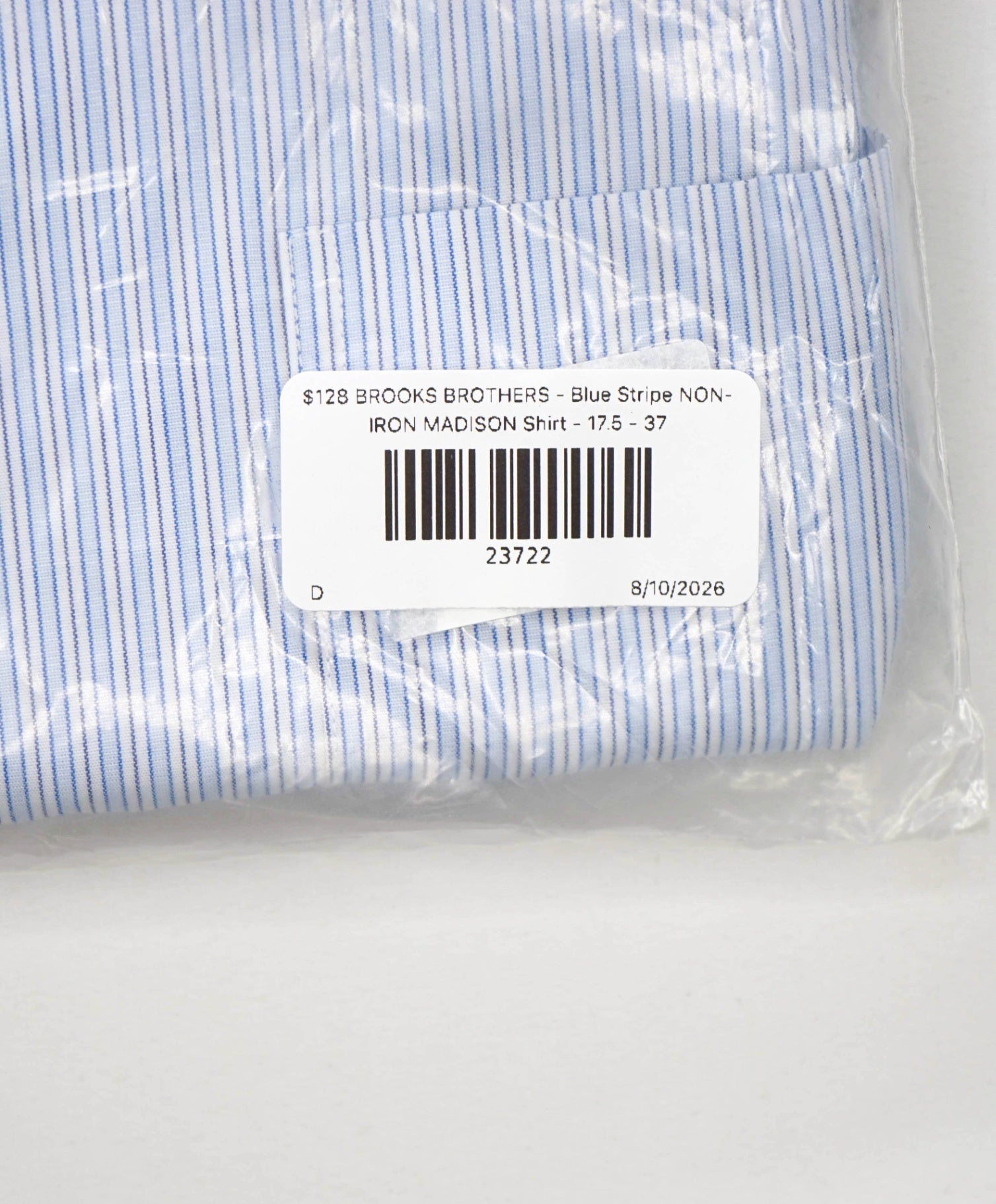 $128 BROOKS BROTHERS - Blue Stripe NON-IRON MADISON Shirt - 17.5 - 37