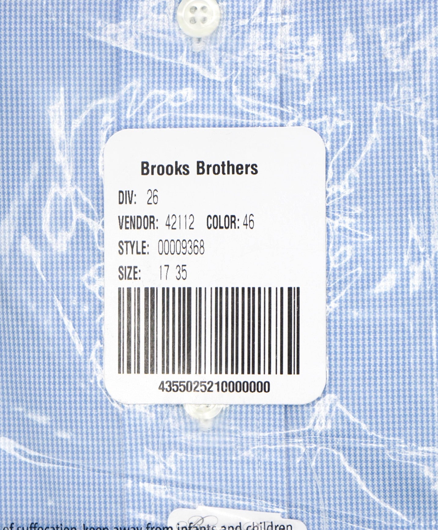 $128 BROOKS BROTHERS - Blue Micro Houndstooth NON-IRON MADISON Shirt - 17 - 35