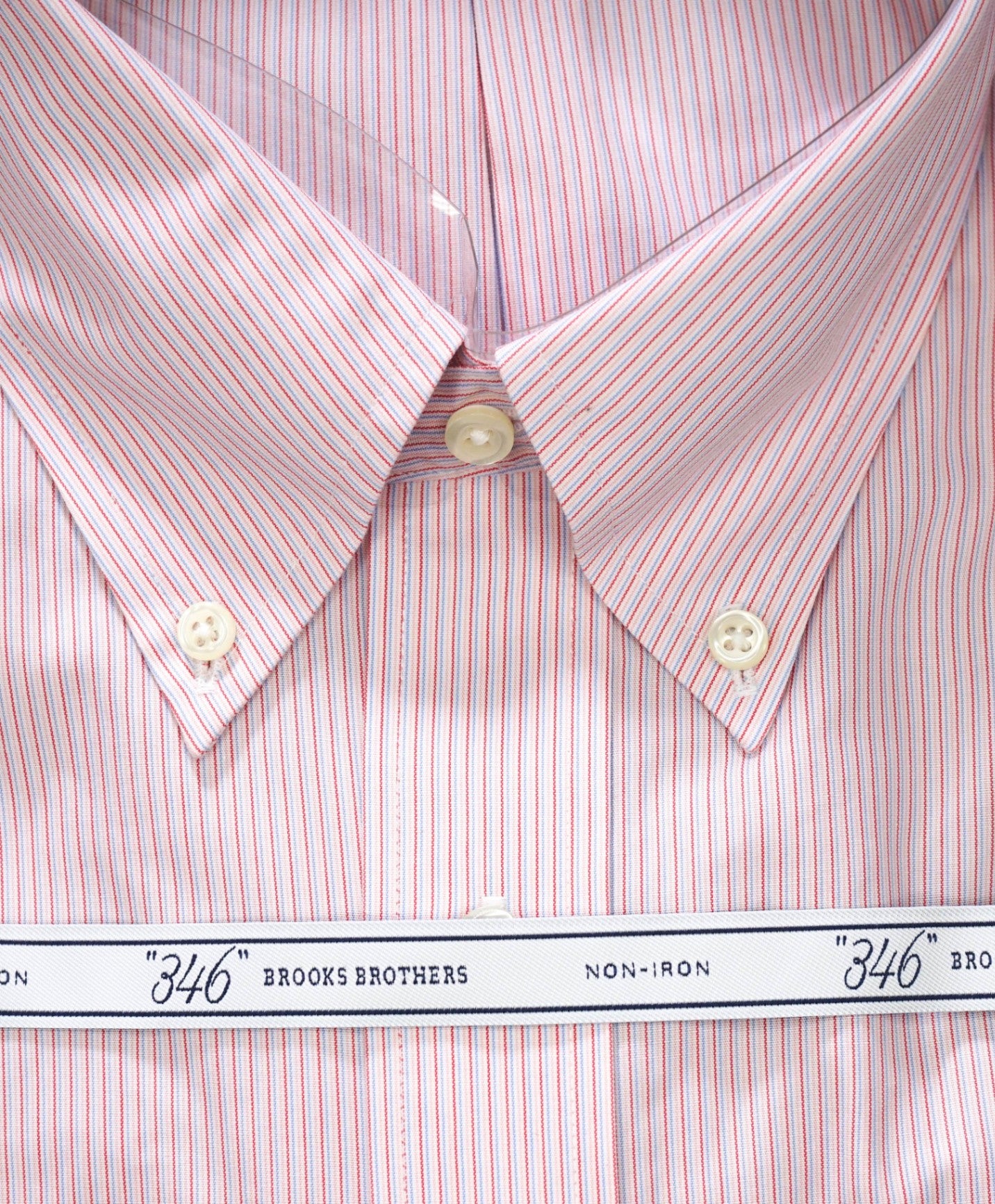 $128 BROOKS BROTHERS - Red/Blue Stripe NON-IRON SLIM FIT "346" Shirt - 17.5 - 36/37