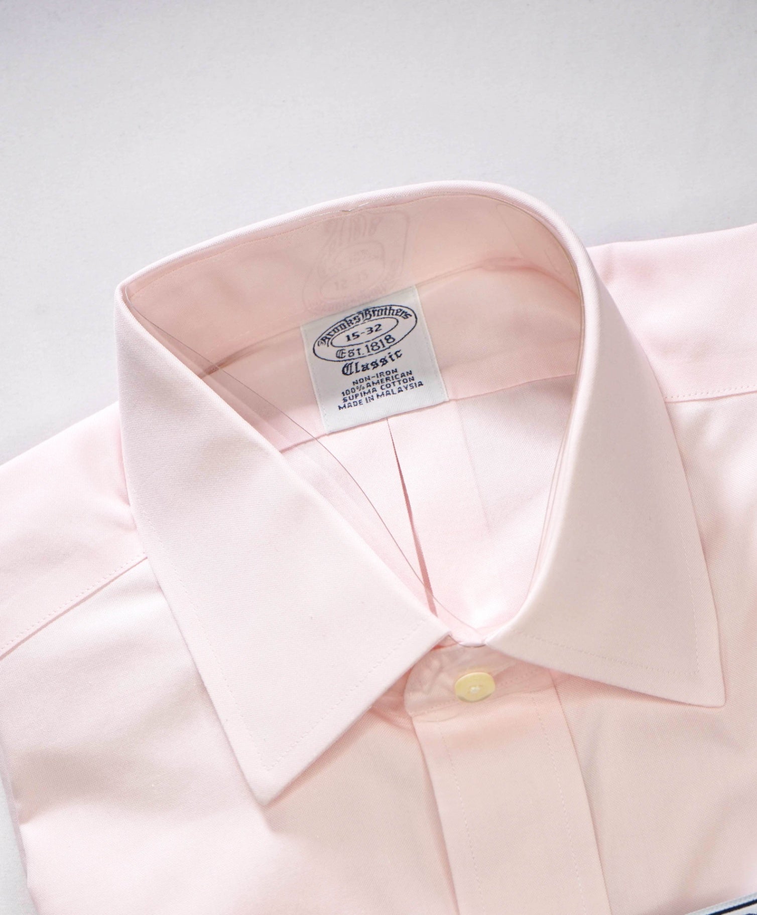 $128 BROOKS BROTHERS - Solid Pink NON-IRON CLASSIC Shirt - 15 - 32