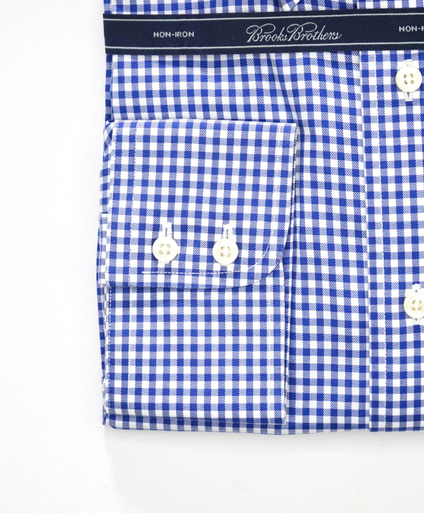 $128 BROOKS BROTHERS - Blue Gingham NON-IRON Shirt - 17 - 35