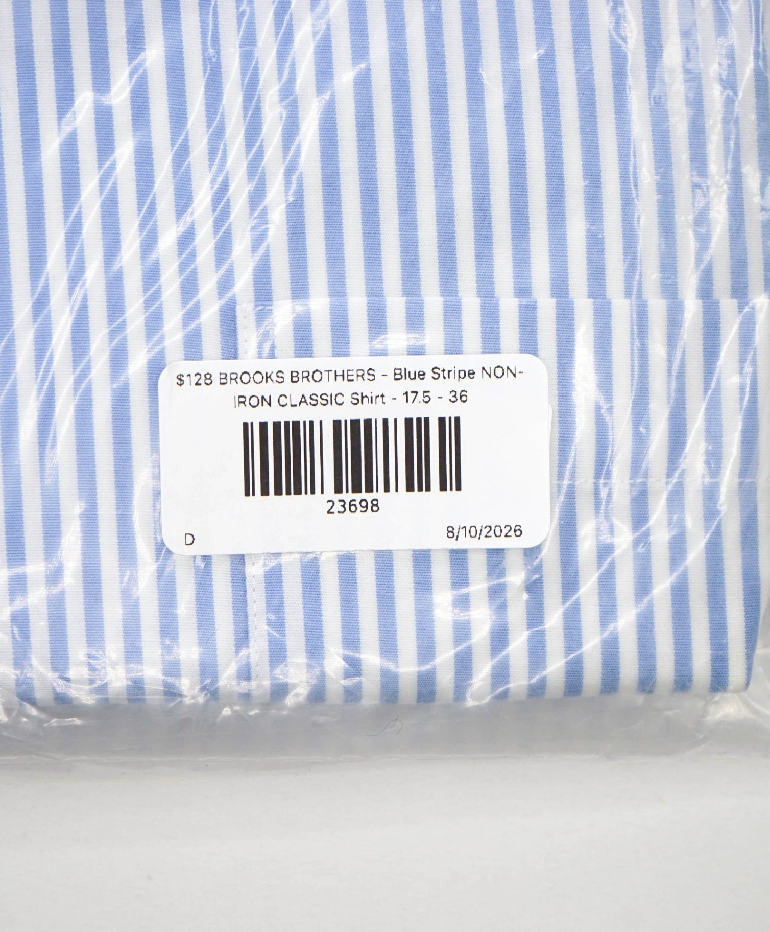  $128 BROOKS BROTHERS - Blue Stripe NON-IRON CLASSIC Shirt - 17.5 - 36