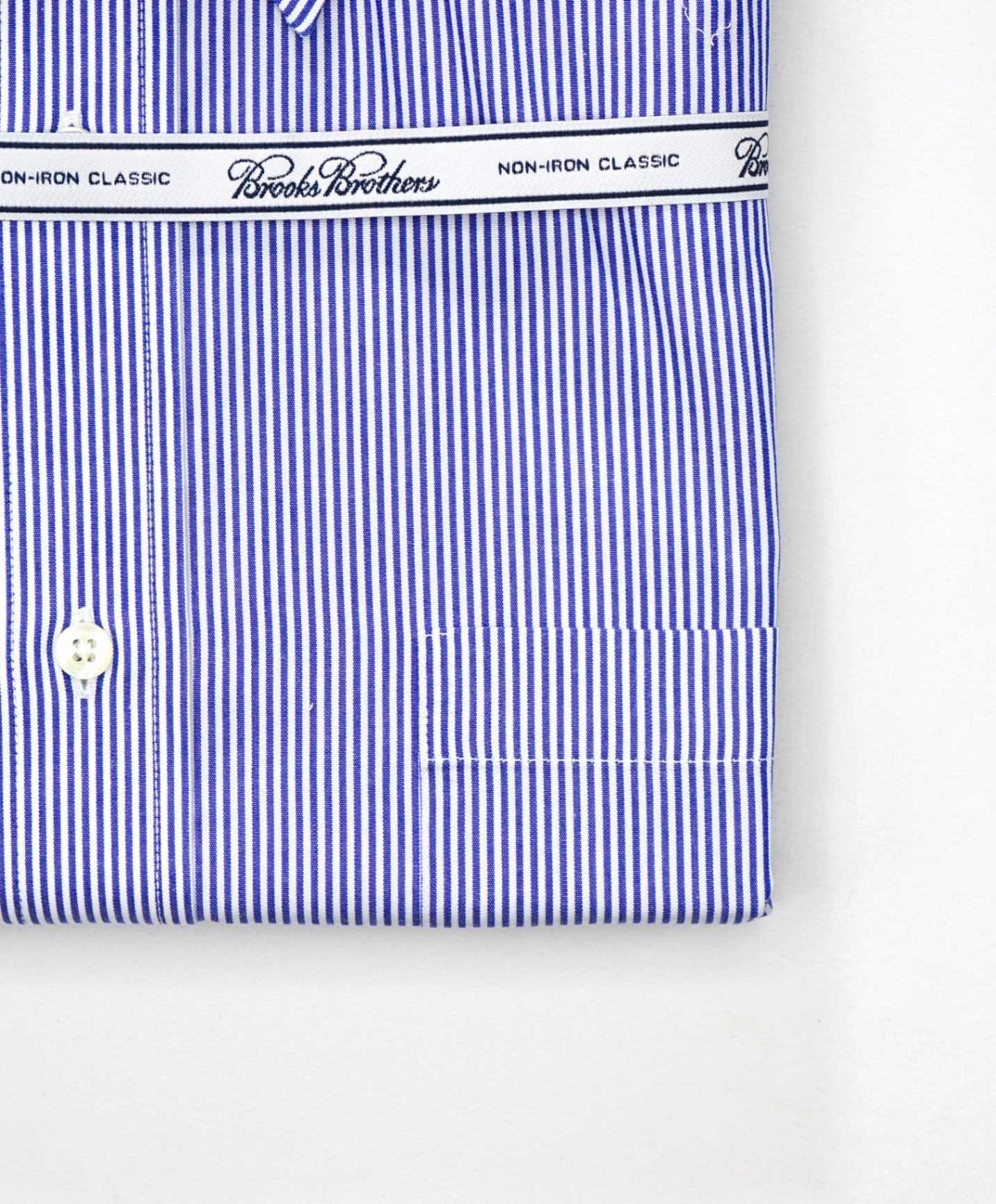 $128 BROOKS BROTHERS - Blue Stripe NON-IRON CLASSIC Shirt - 18 - 37