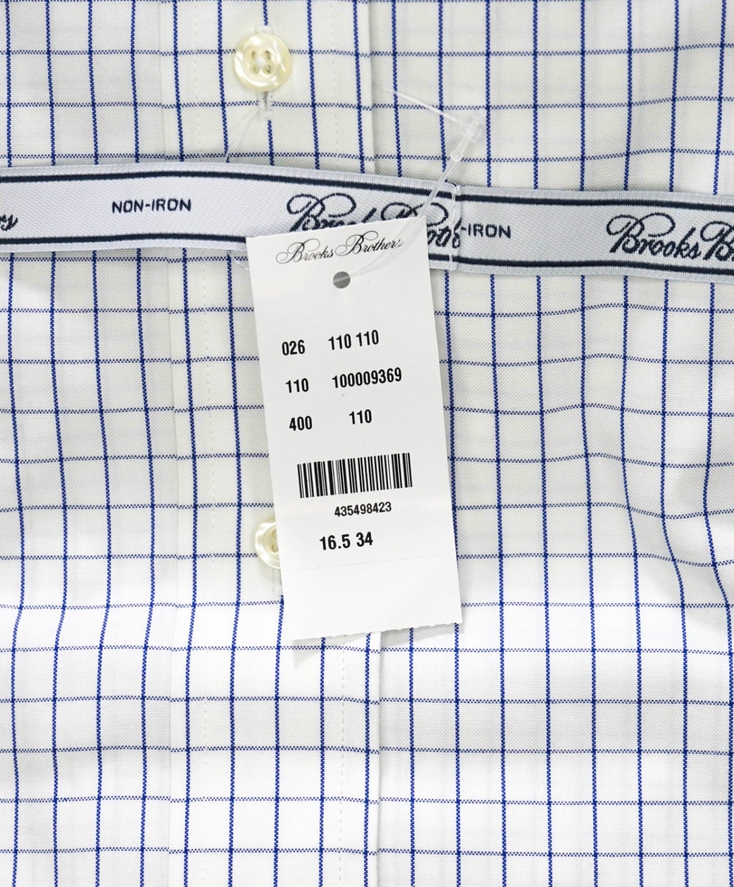 $128 BROOKS BROTHERS - Blue Check NON-IRON MADISON Shirt - 16.5 - 34