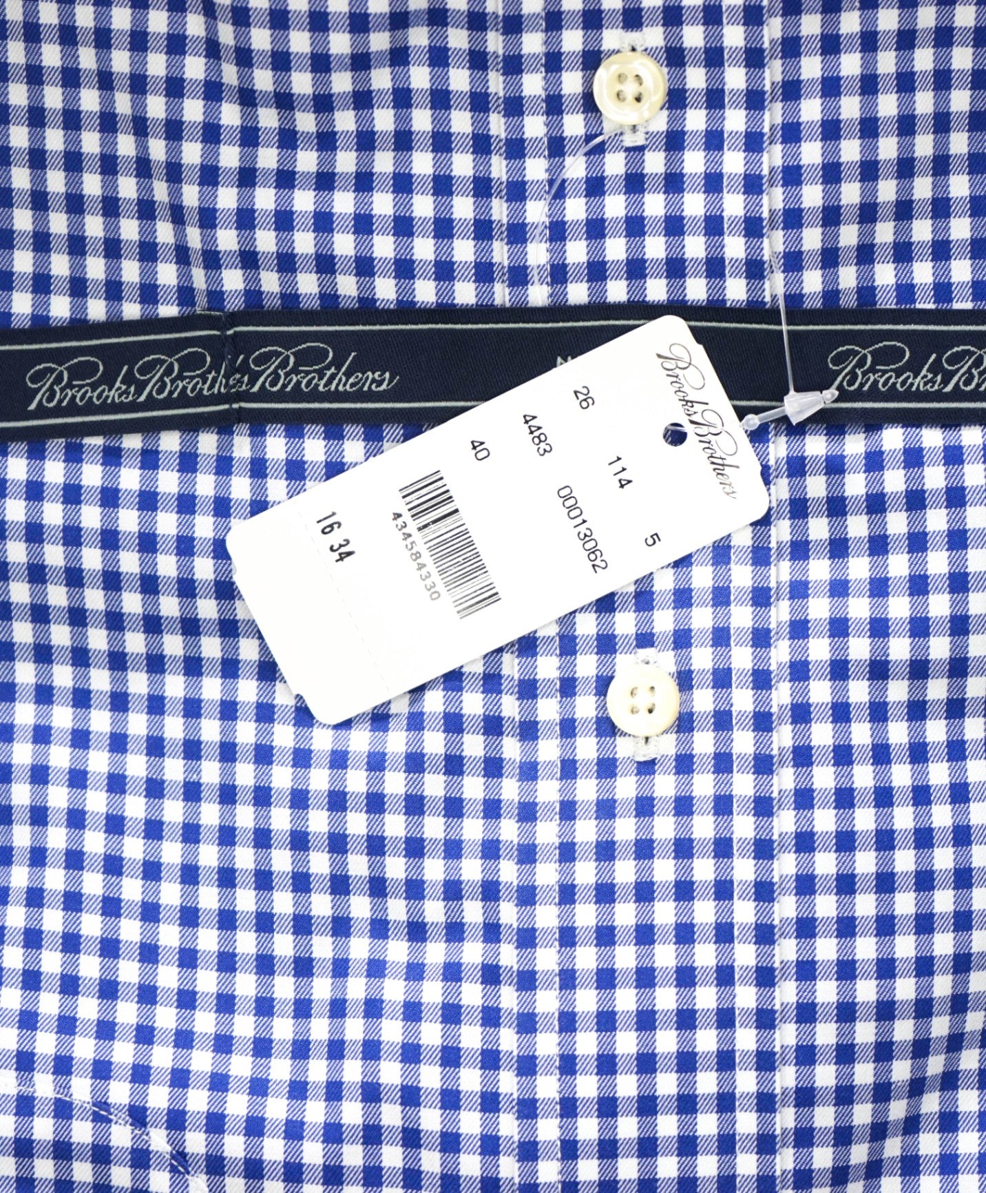 $128 BROOKS BROTHERS - Blue Gingham NON-IRON Shirt - 16 - 34