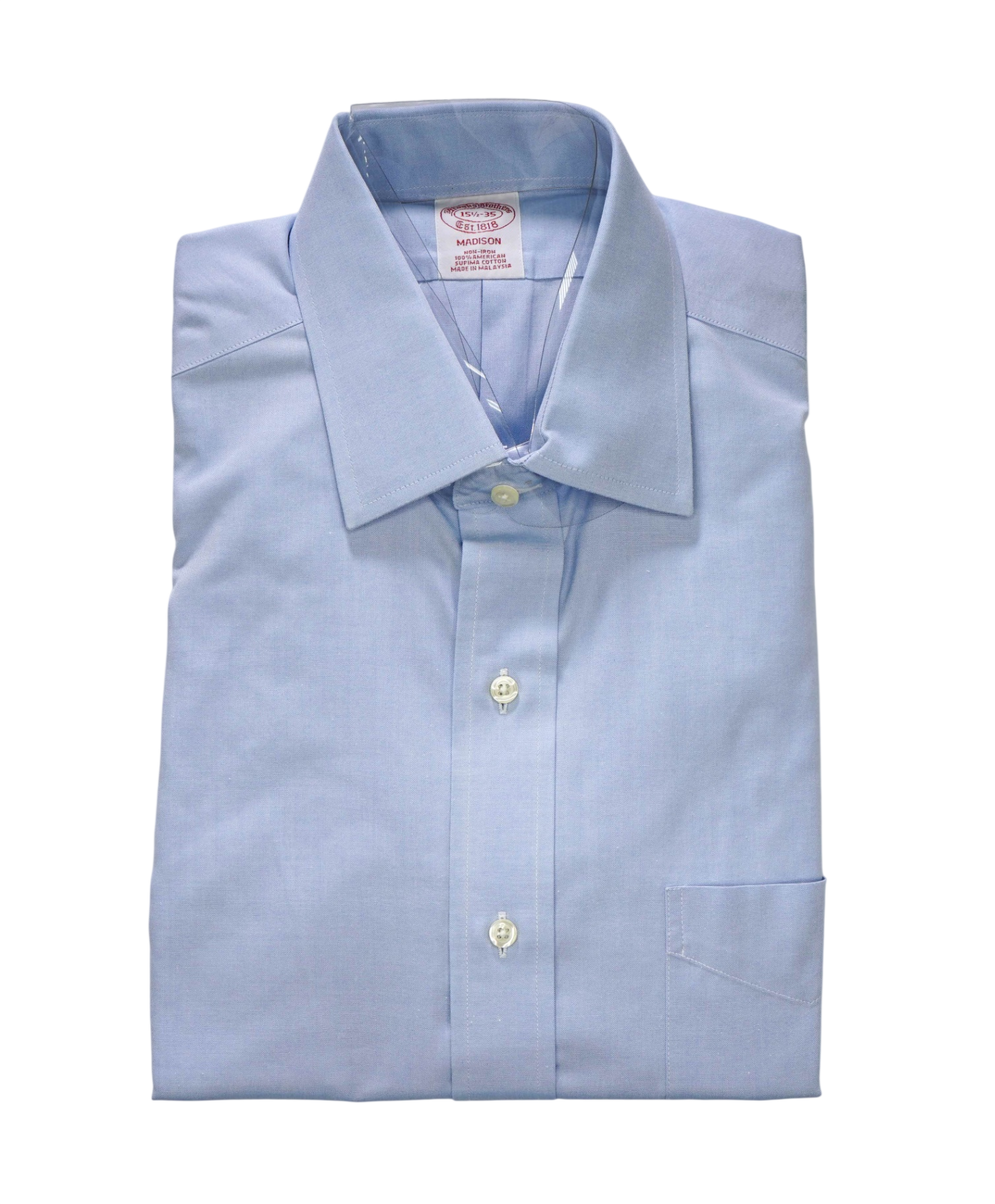 $128 BROOKS BROTHERS - Blue NON-IRON MADISON Shirt - 15.5 - 35