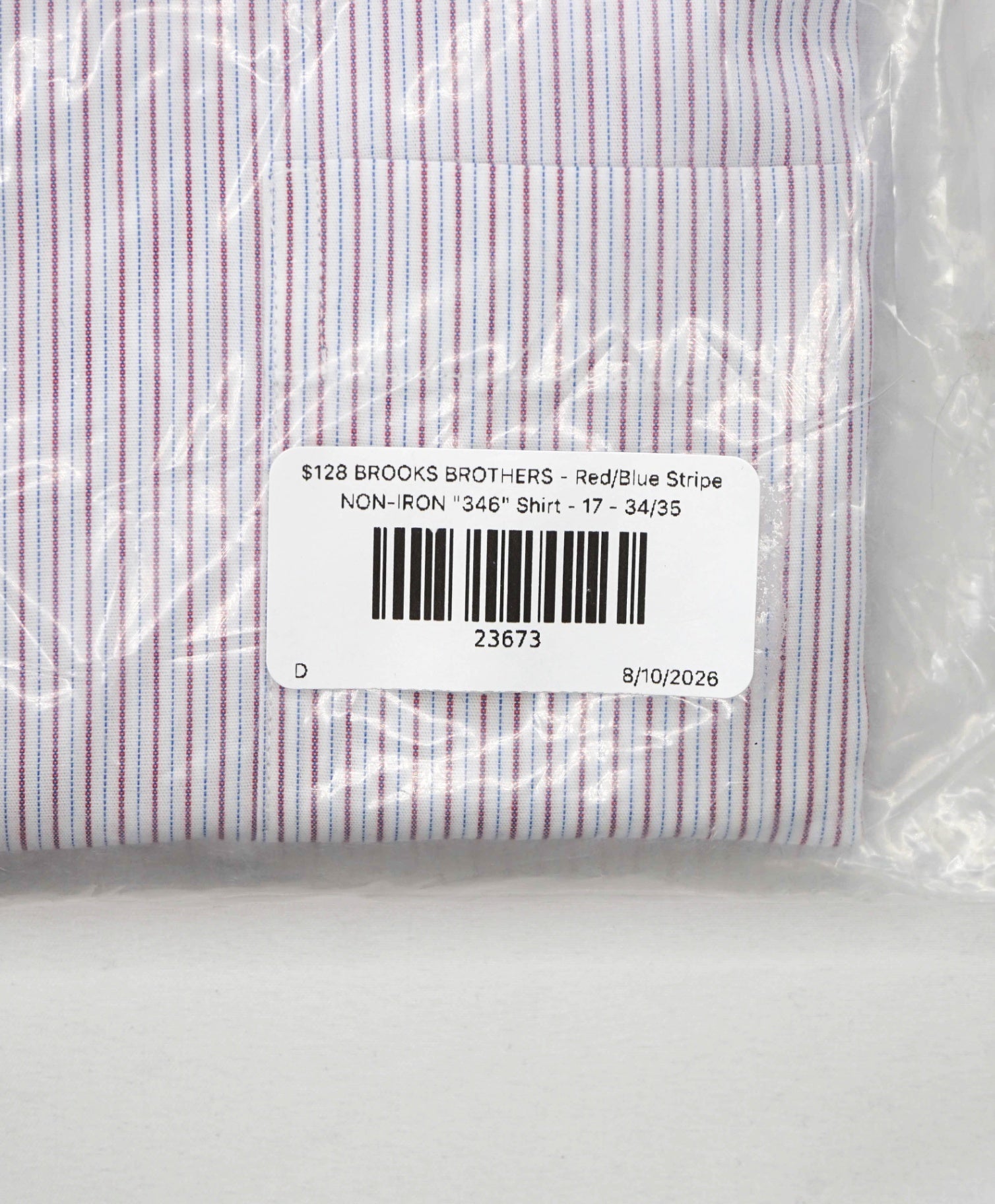 $128 BROOKS BROTHERS - Red/Blue Stripe NON-IRON "346" Shirt - 17 - 34/35