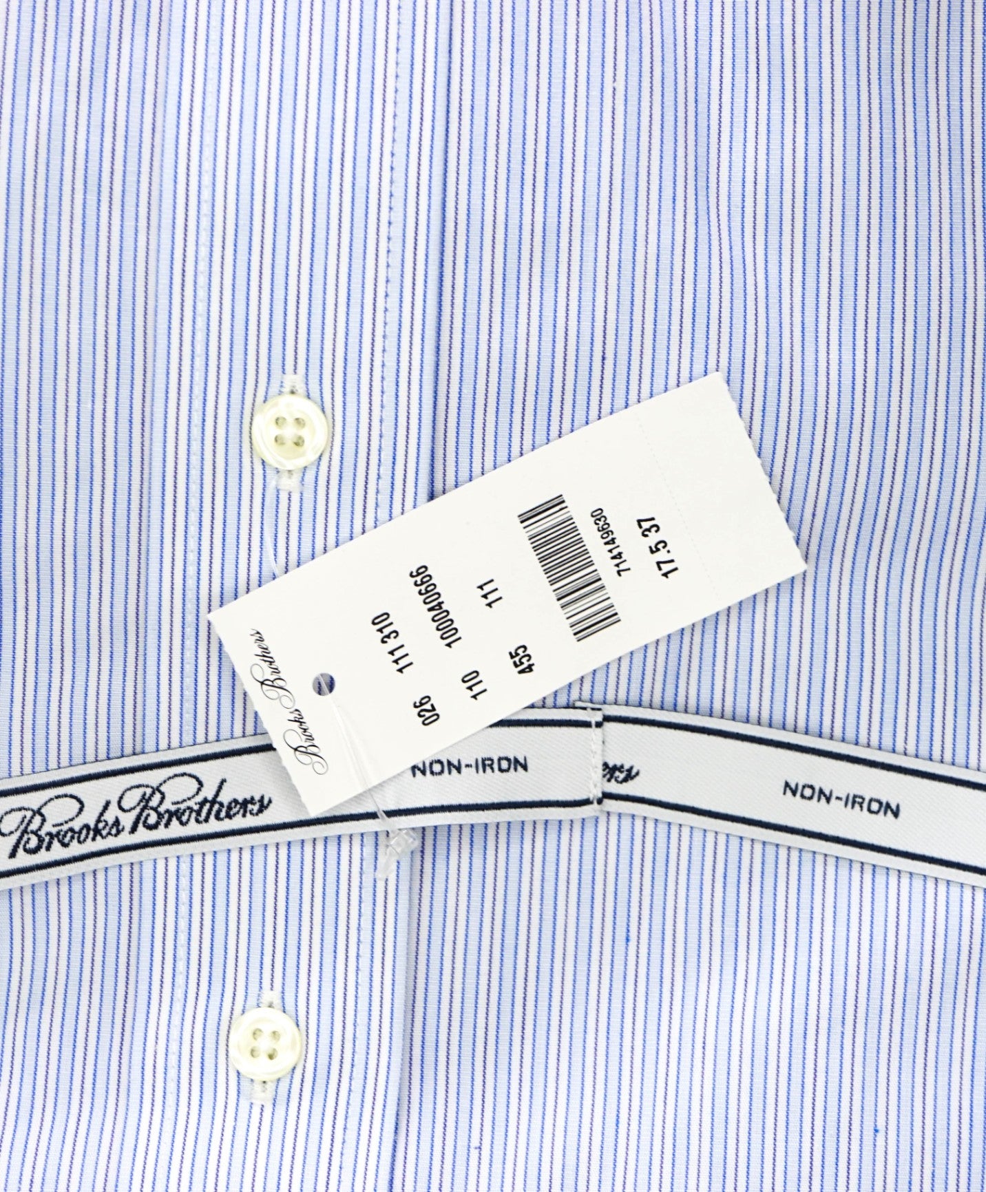 $128 BROOKS BROTHERS - Blue Stripe NON-IRON MADISON Shirt - 17.5 - 37