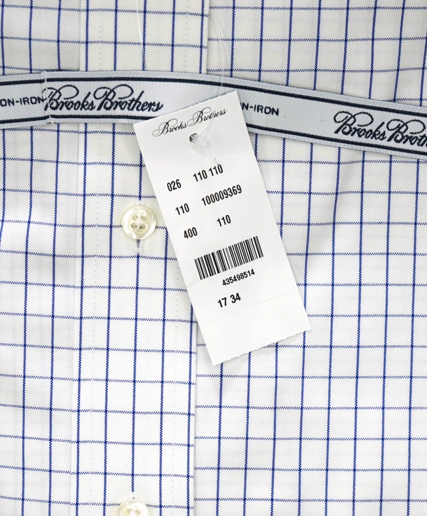 $128 BROOKS BROTHERS - Blue Check NON-IRON MADISON Shirt - 17 - 34