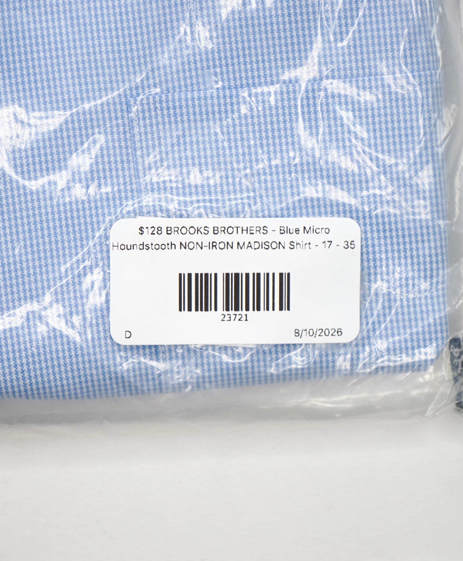 $128 BROOKS BROTHERS - Blue Micro Houndstooth NON-IRON MADISON Shirt - 17 - 35