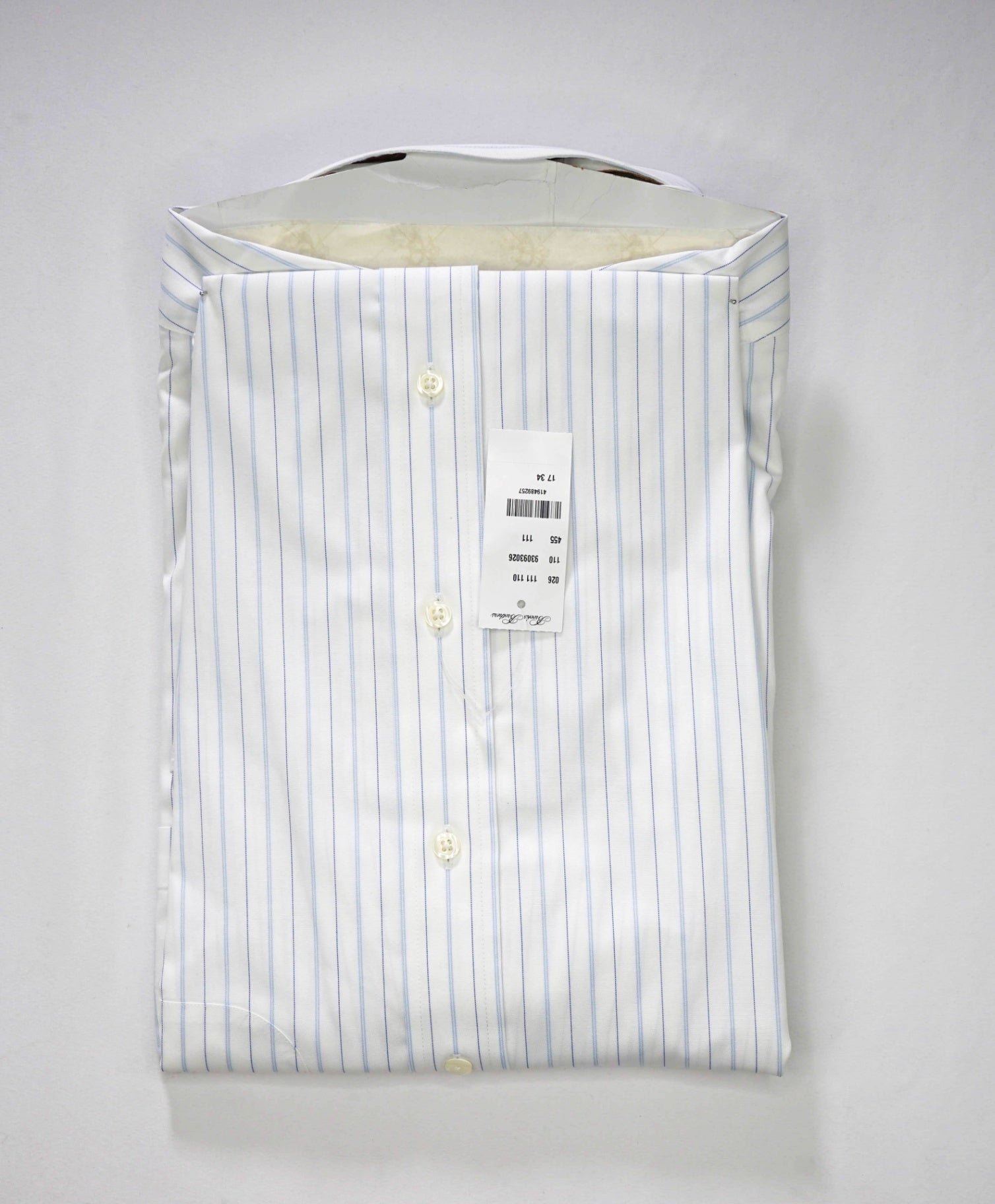 $128 BROOKS BROTHERS - Blue Stripe NON-IRON CLASSIC Shirt - 17 - 34