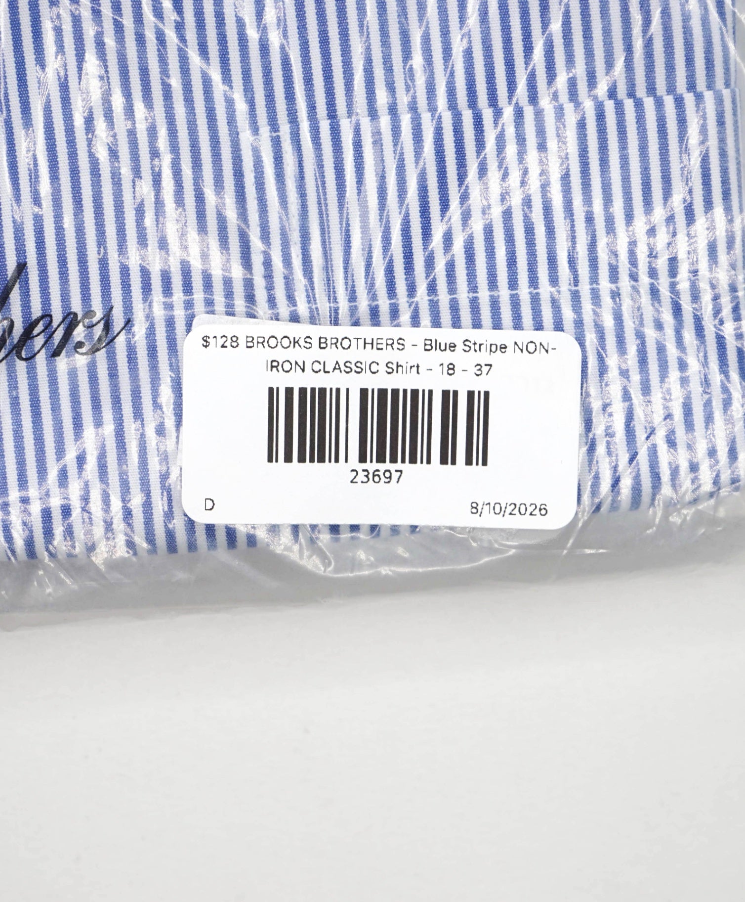 $128 BROOKS BROTHERS - Blue Stripe NON-IRON CLASSIC Shirt - 18 - 37