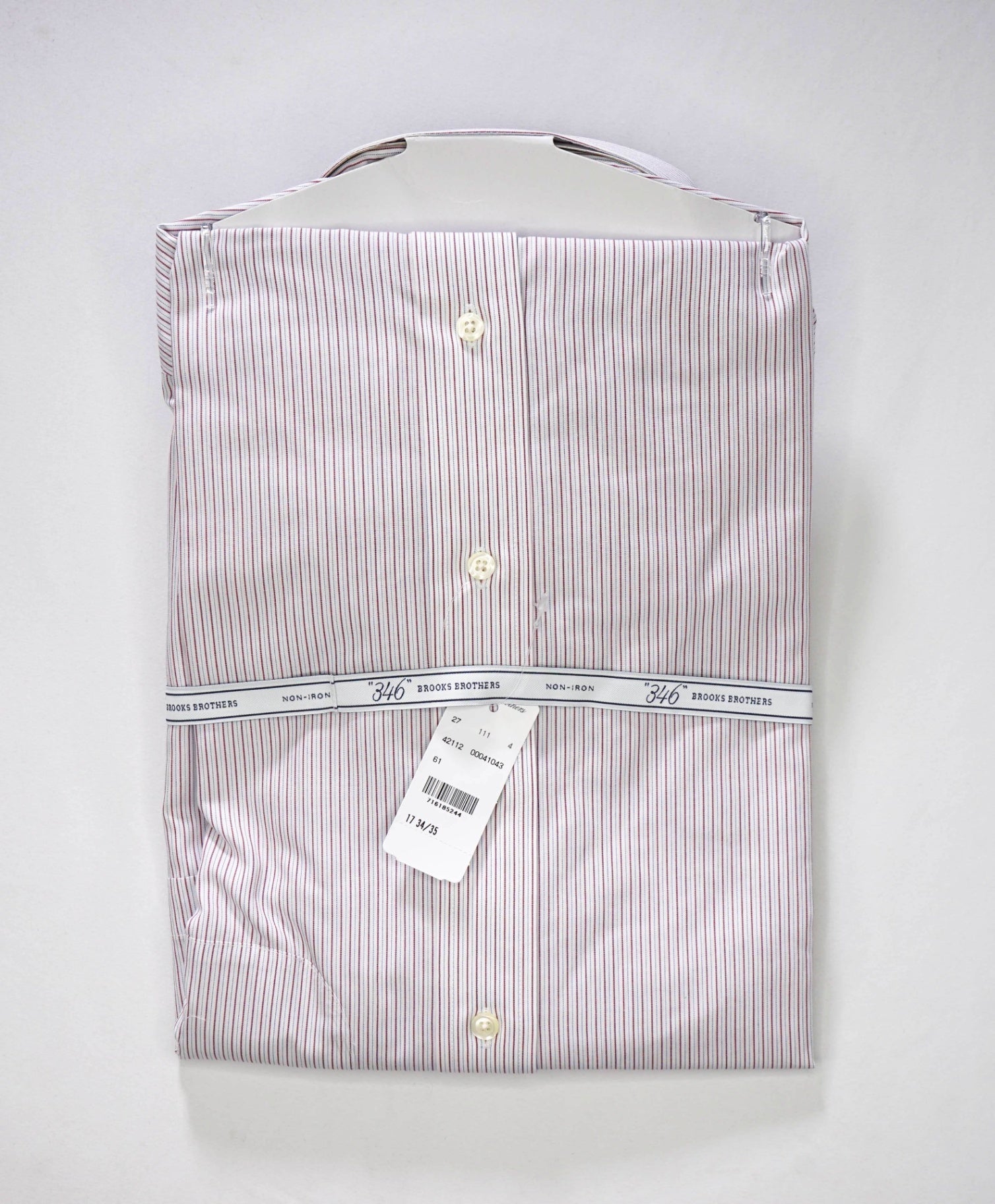 $128 BROOKS BROTHERS - Red/Blue Stripe NON-IRON "346" Shirt - 17 - 34/35
