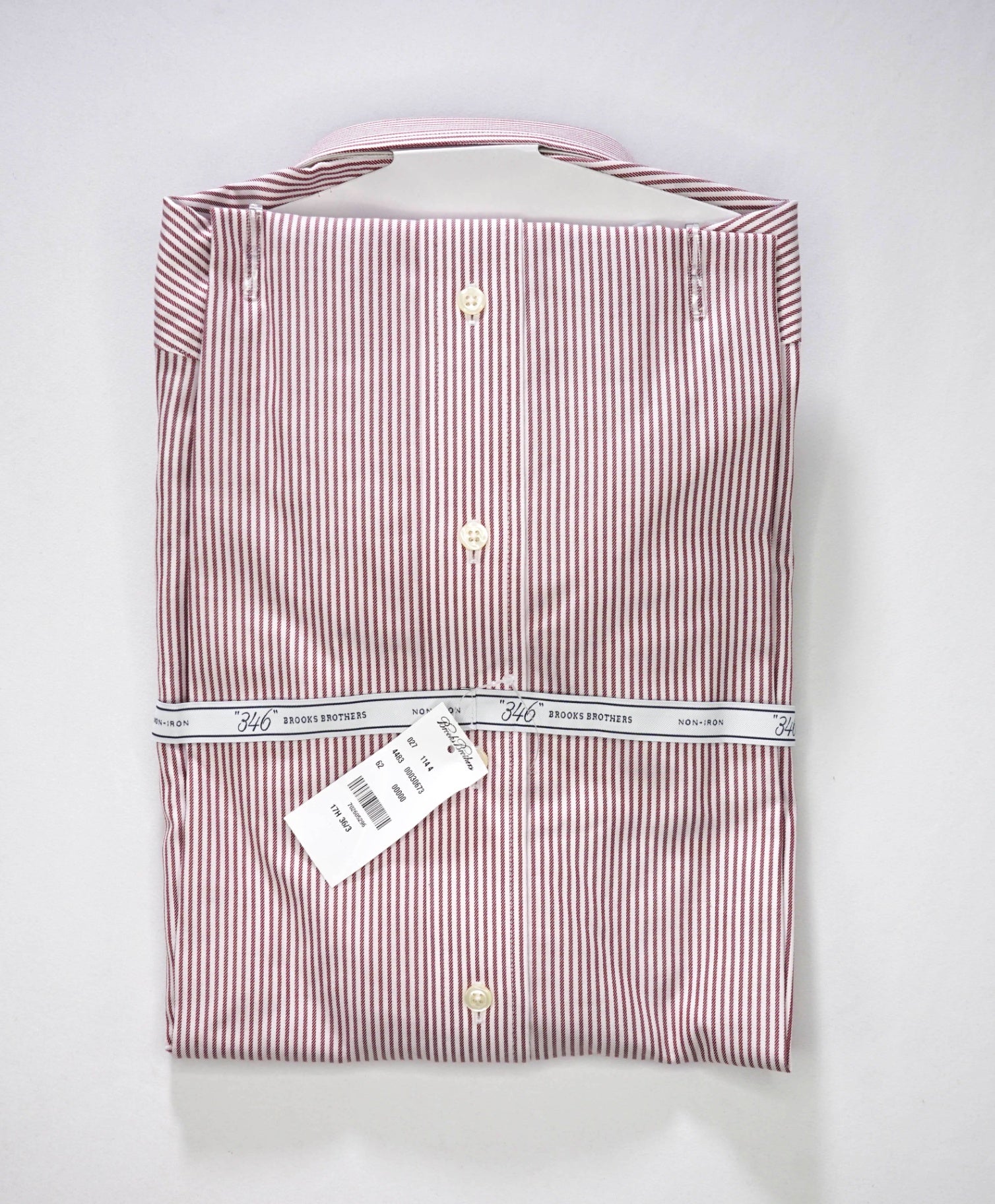 $128 BROOKS BROTHERS - Red Stripe NON-IRON EXTRA SLIM FIT "346" Shirt - 17.5 - 36/37