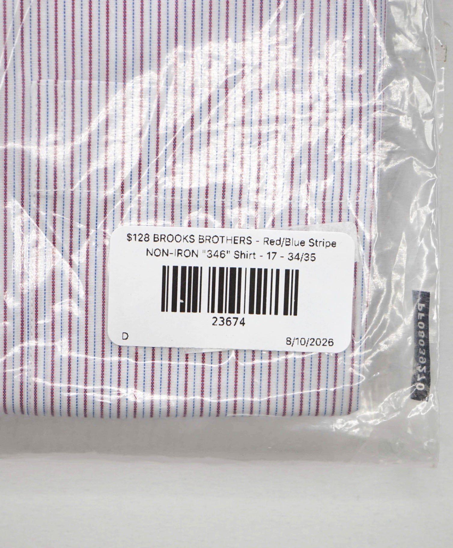 $128 BROOKS BROTHERS - Red/Blue Stripe NON-IRON "346" Shirt - 17 - 34/35