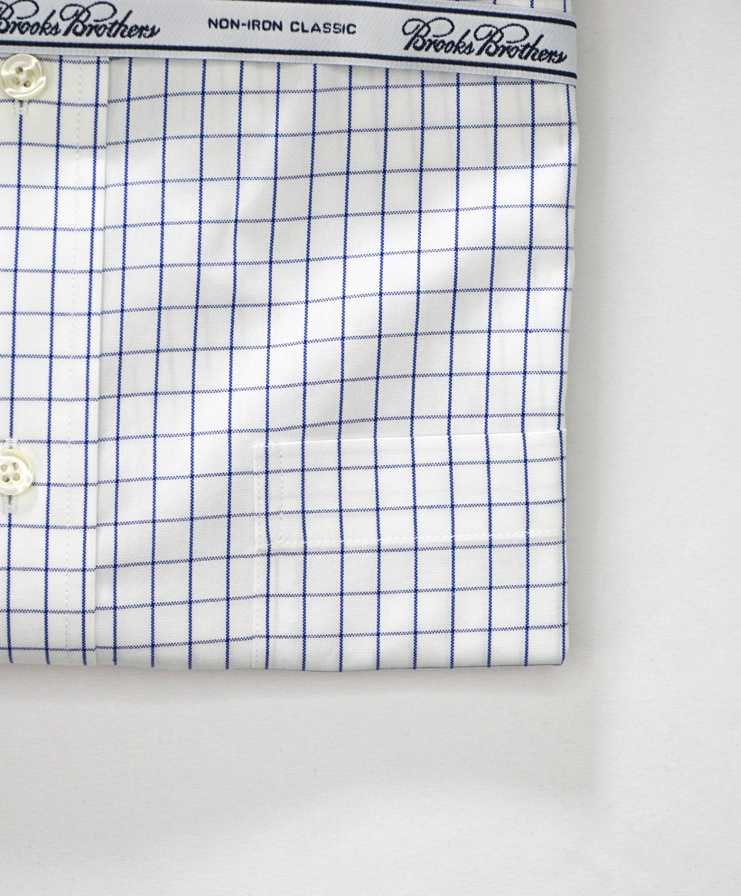 $128 BROOKS BROTHERS - Blue Check NON-IRON CLASSIC Shirt - 17.5 - 34