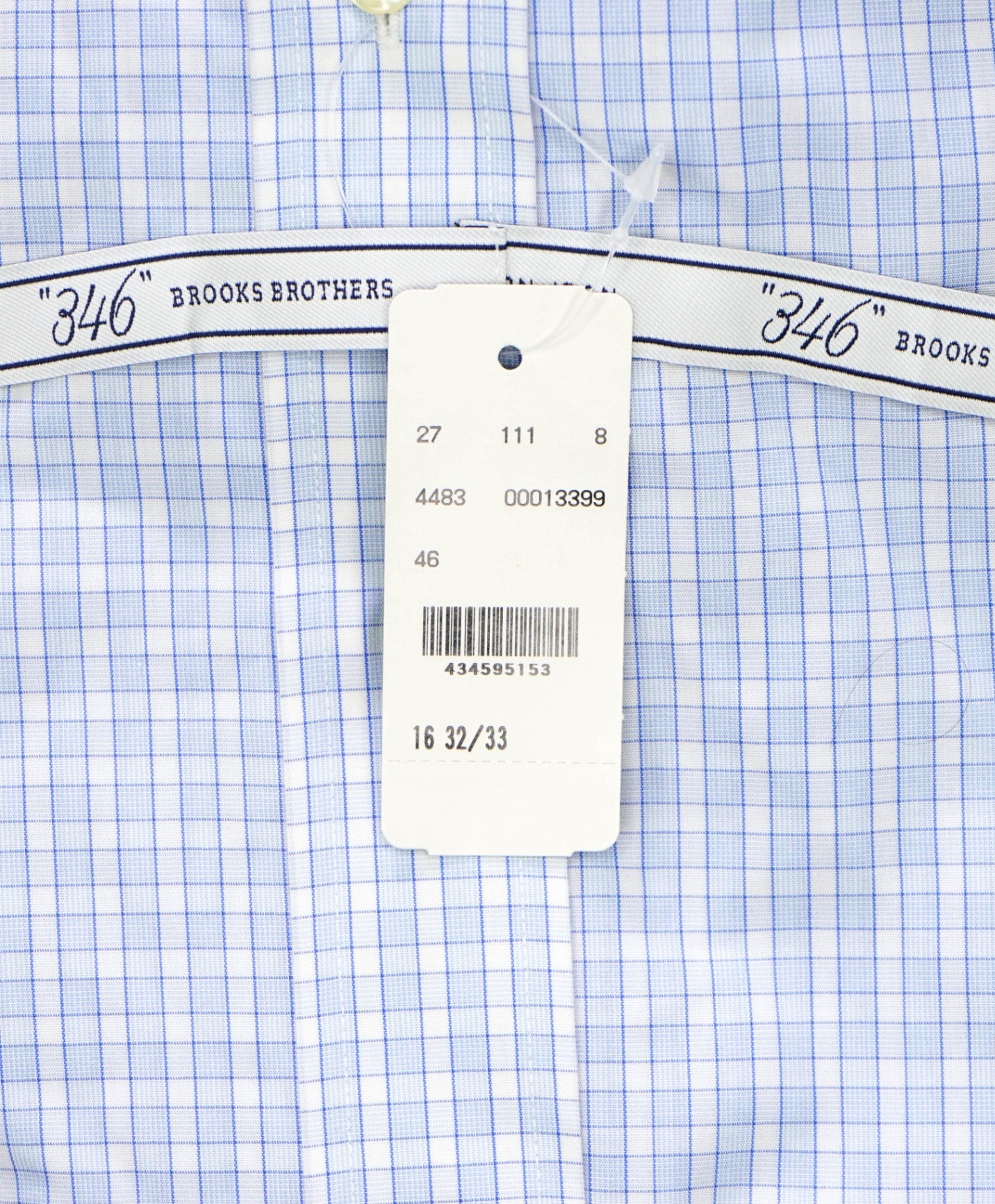 $128 BROOKS BROTHERS - Blue Plaid NON-IRON EXTRA SLIM FIT "346" Shirt - 16 - 32/33