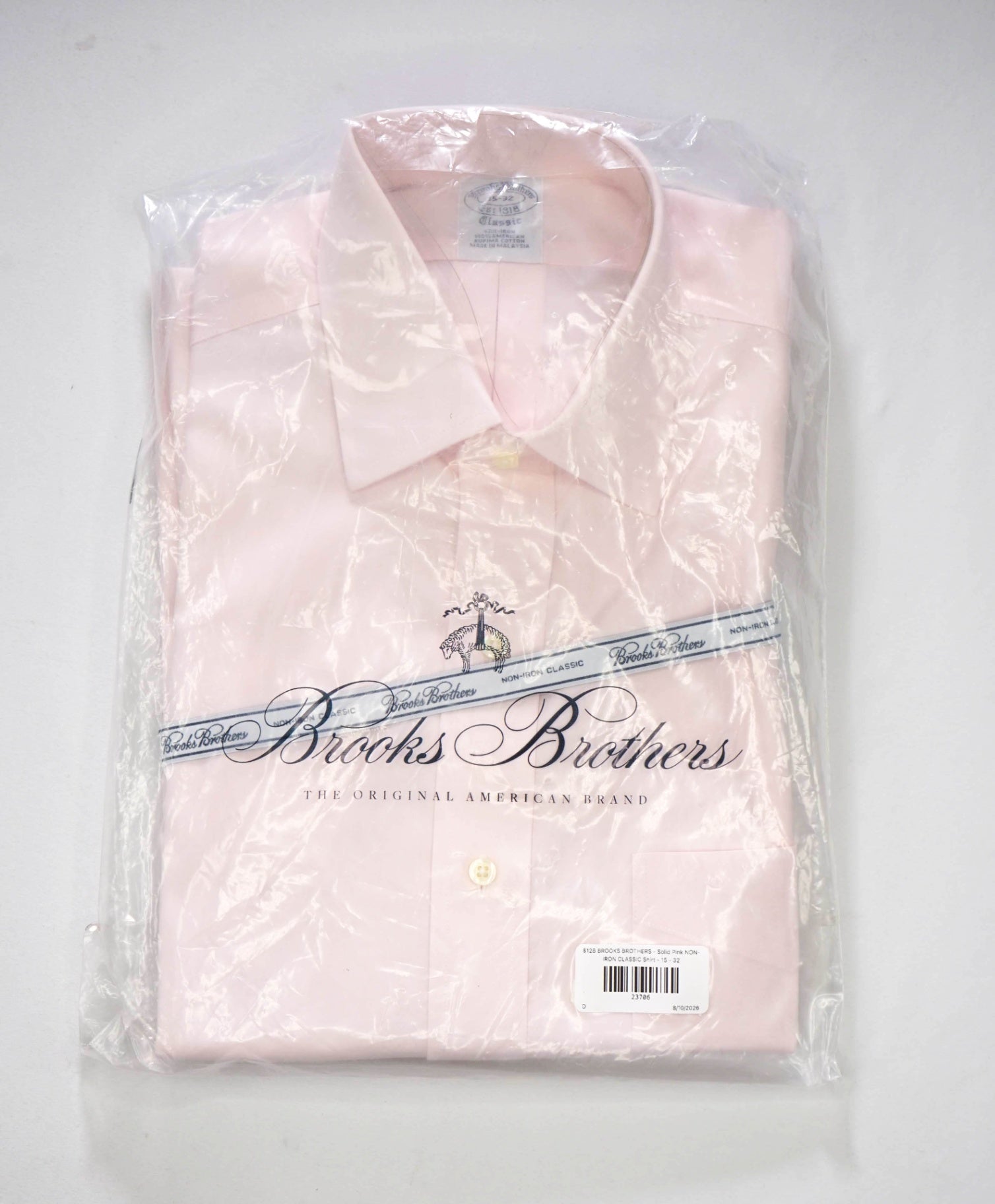 $128 BROOKS BROTHERS - Solid Pink NON-IRON CLASSIC Shirt - 15 - 32