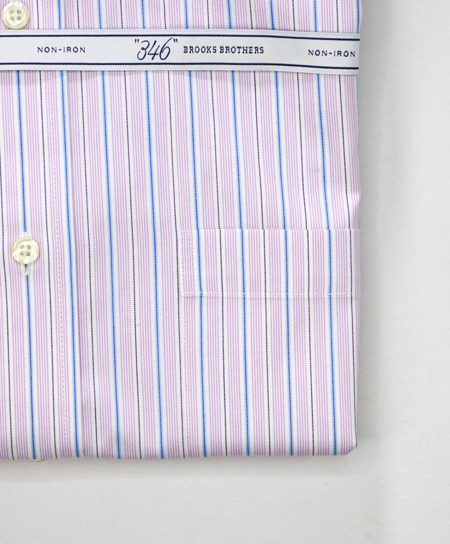 $128 BROOKS BROTHERS - Purple/Blue Stripe NON-IRON SLIM FIT "346" Shirt - 15 - 34/35