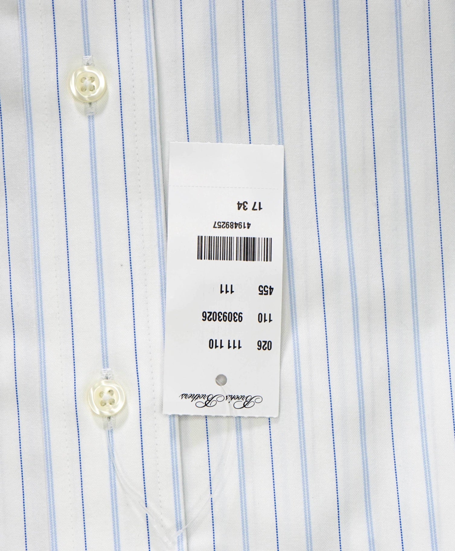 $128 BROOKS BROTHERS - Blue Stripe NON-IRON CLASSIC Shirt - 17 - 34