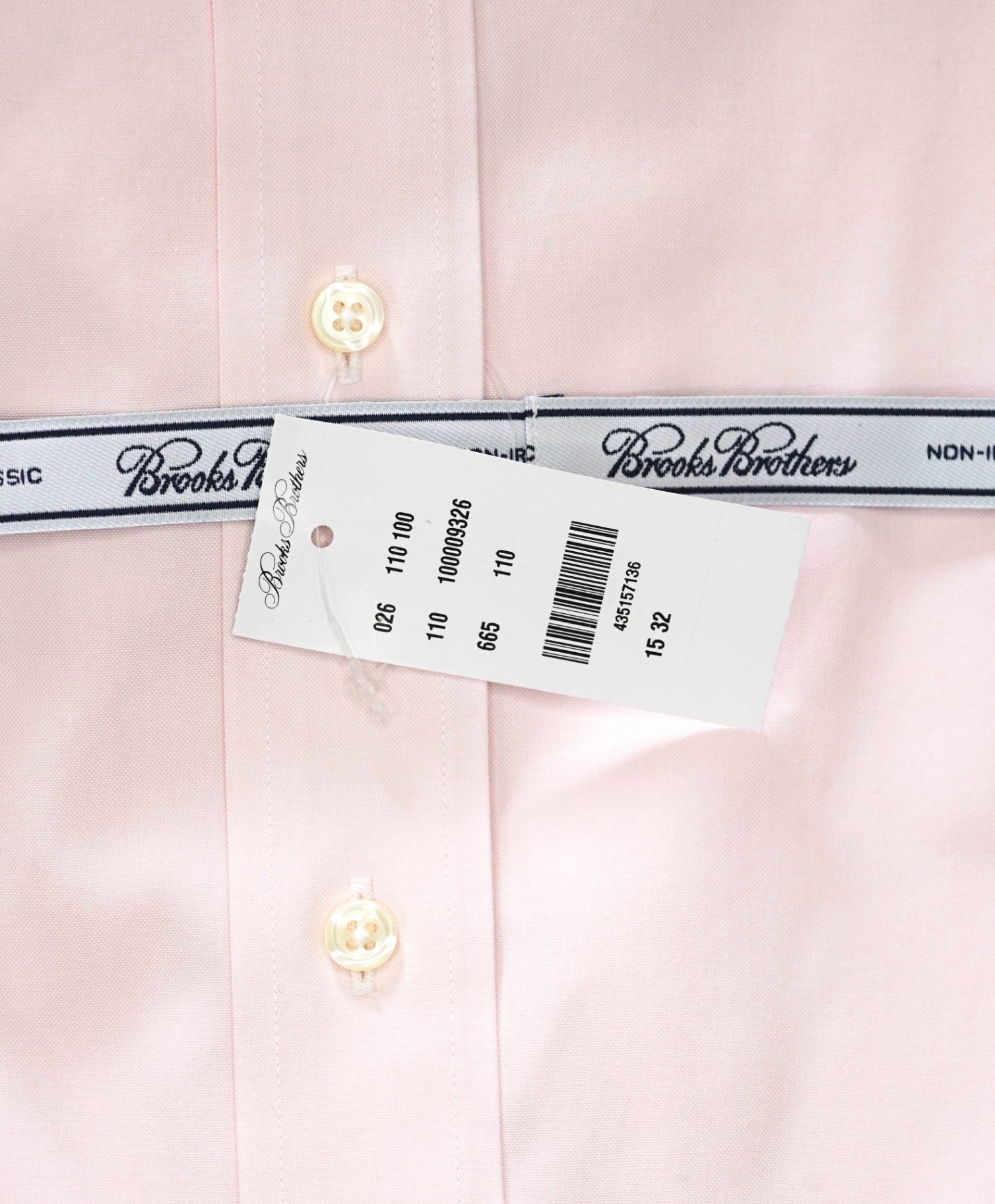 $128 BROOKS BROTHERS - Solid Pink NON-IRON CLASSIC Shirt - 15 - 32