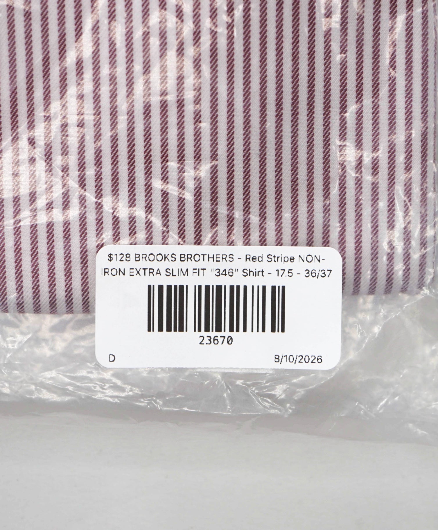 $128 BROOKS BROTHERS - Red Stripe NON-IRON EXTRA SLIM FIT "346" Shirt - 17.5 - 36/37