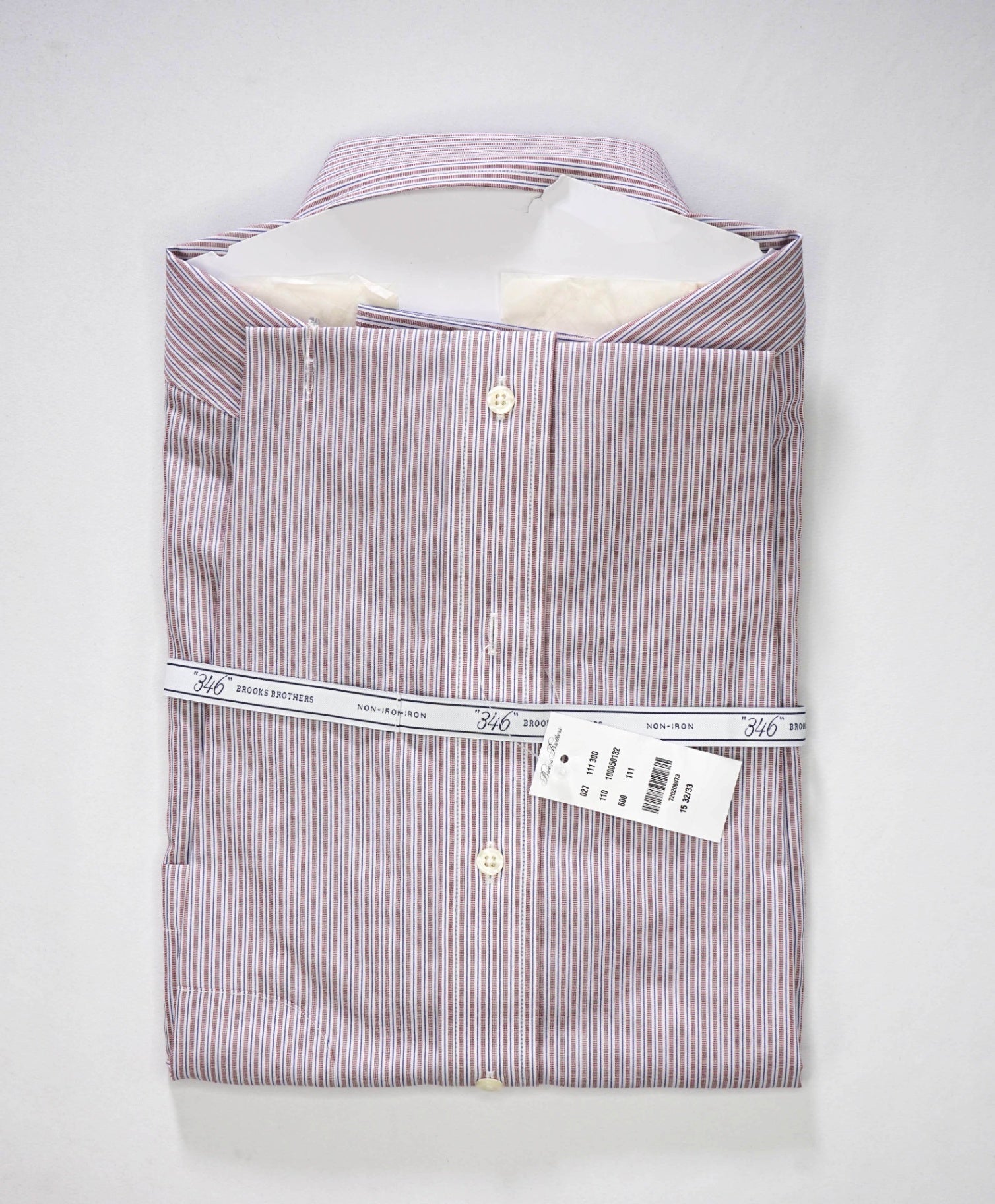 $128 BROOKS BROTHERS - Red/Blue Stripe NON-IRON EXTRA SLIM FIT "346" Shirt - 15 - 32/33