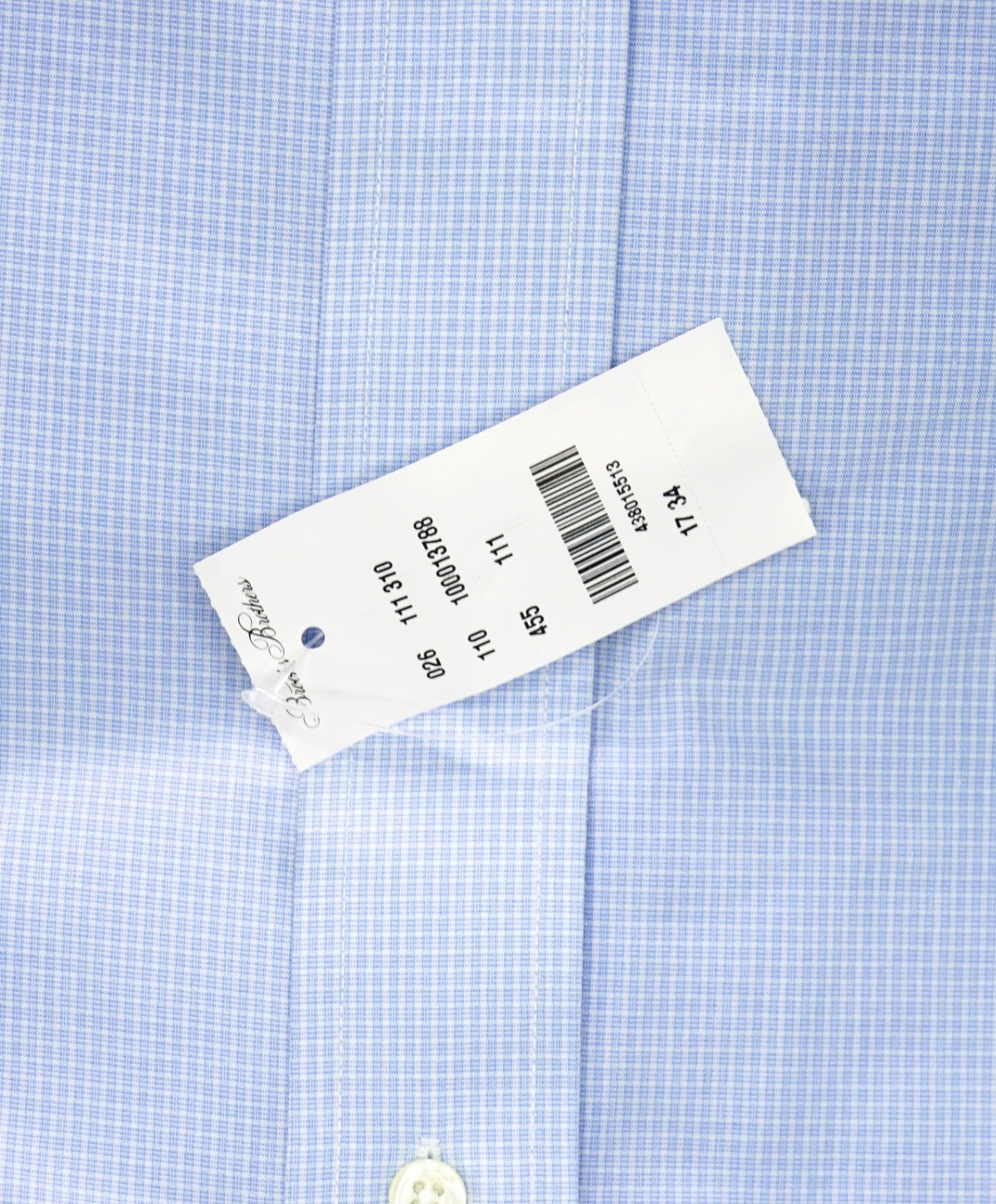 $128 BROOKS BROTHERS - Blue Micro Check NON-IRON CLASSIC Shirt - 17 - 34