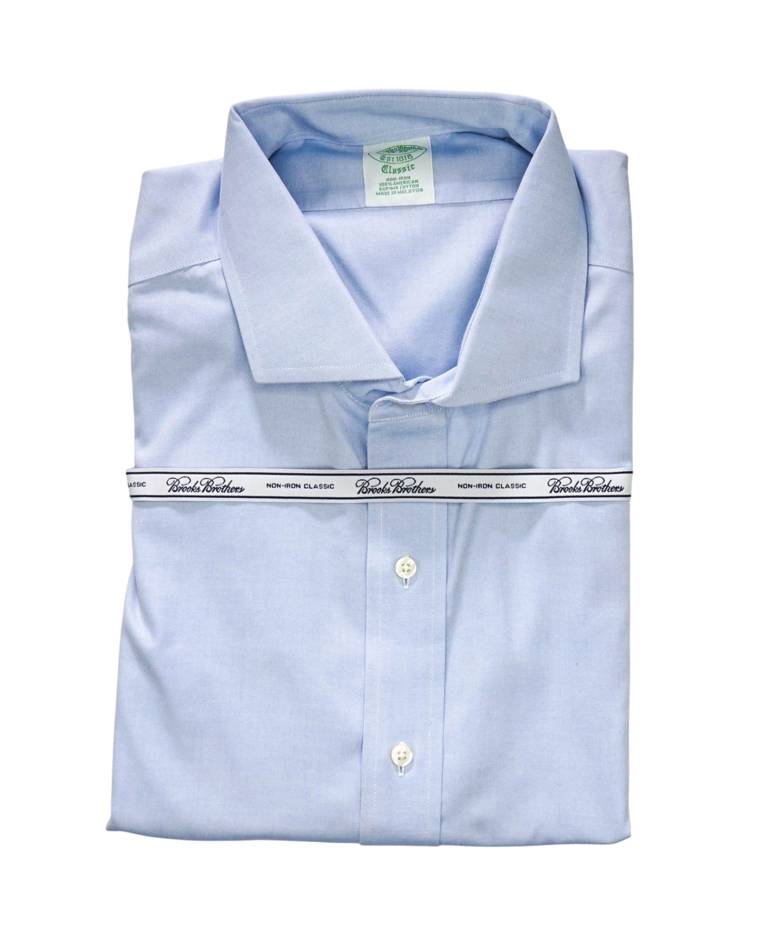 $128 BROOKS BROTHERS - Blue NON-IRON CLASSIC Shirt - 18 - 36