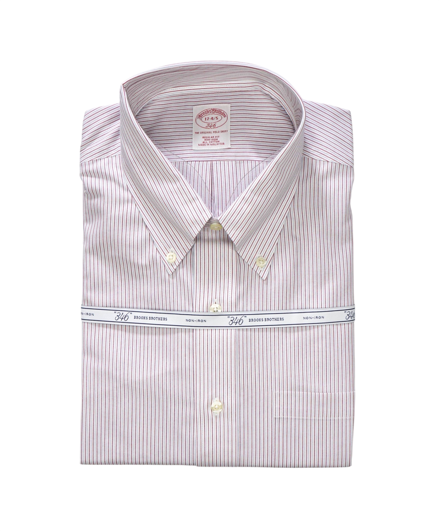 $128 BROOKS BROTHERS - Red/Blue Stripe NON-IRON "346" Shirt - 17 - 34/35