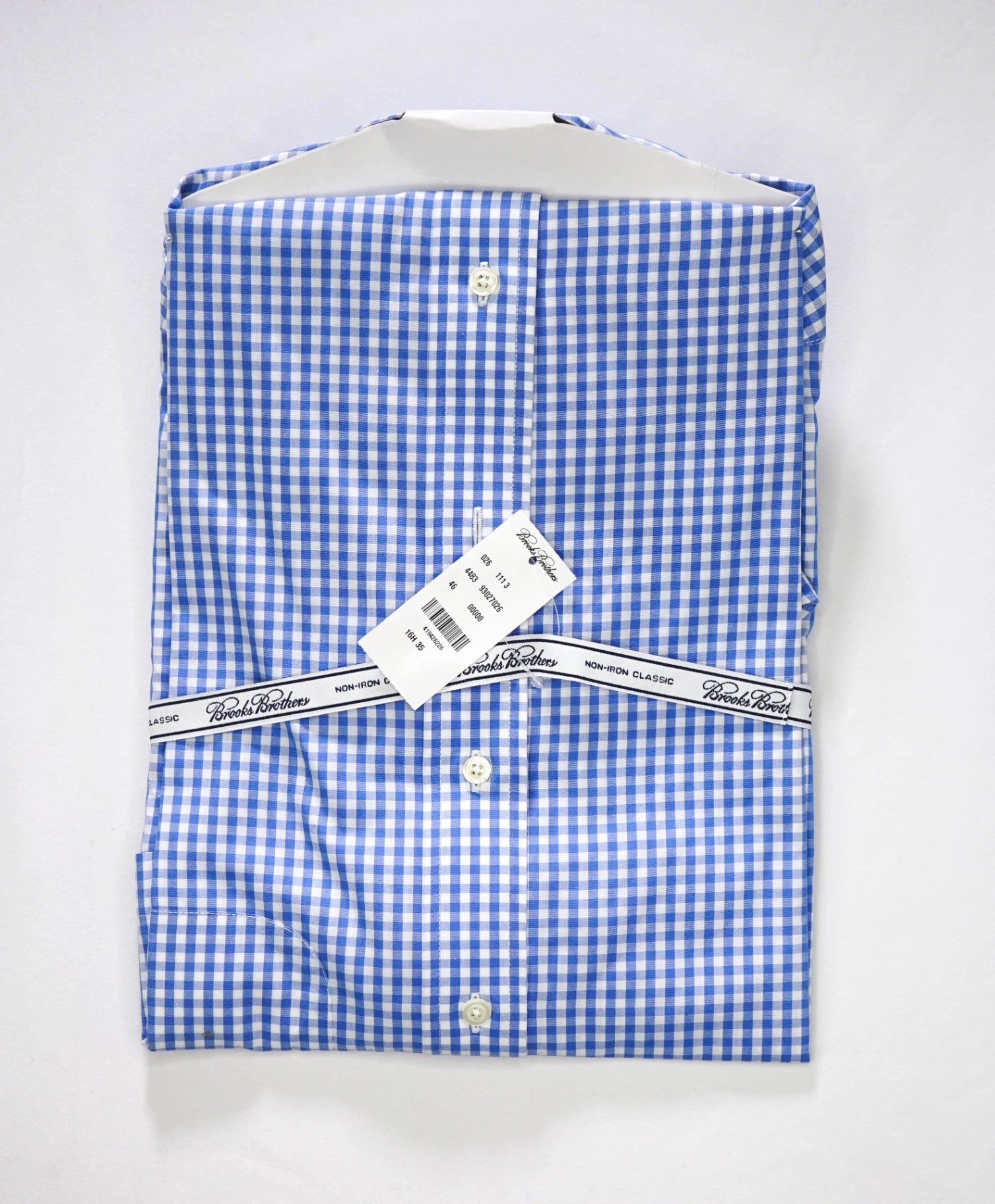 $128 BROOKS BROTHERS - Blue Gingham NON-IRON CLASSIC Shirt - 16 - 35