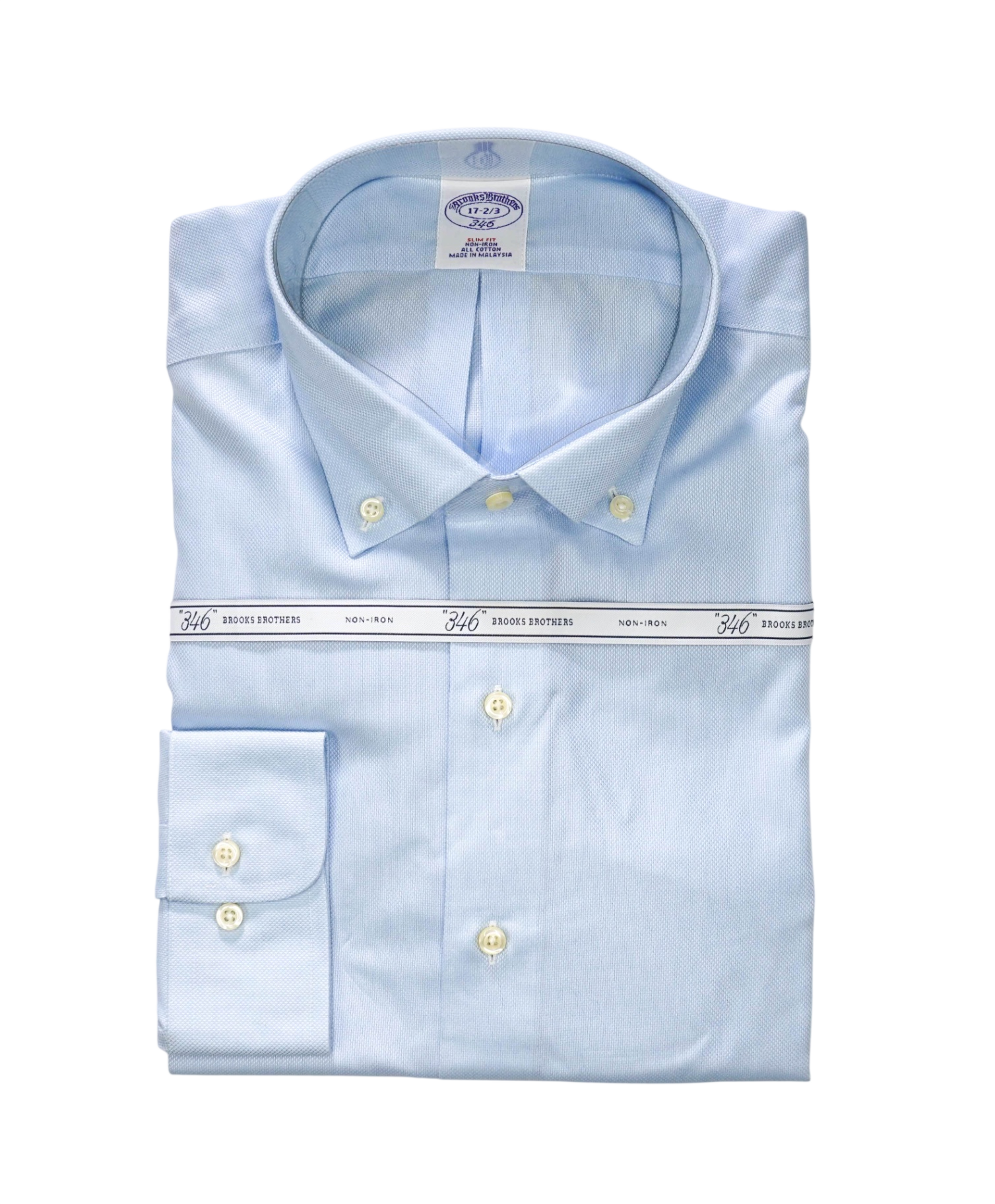 $128 BROOKS BROTHERS - Blue NON-IRON SLIM FIT "346" Shirt - 17 - 32/33