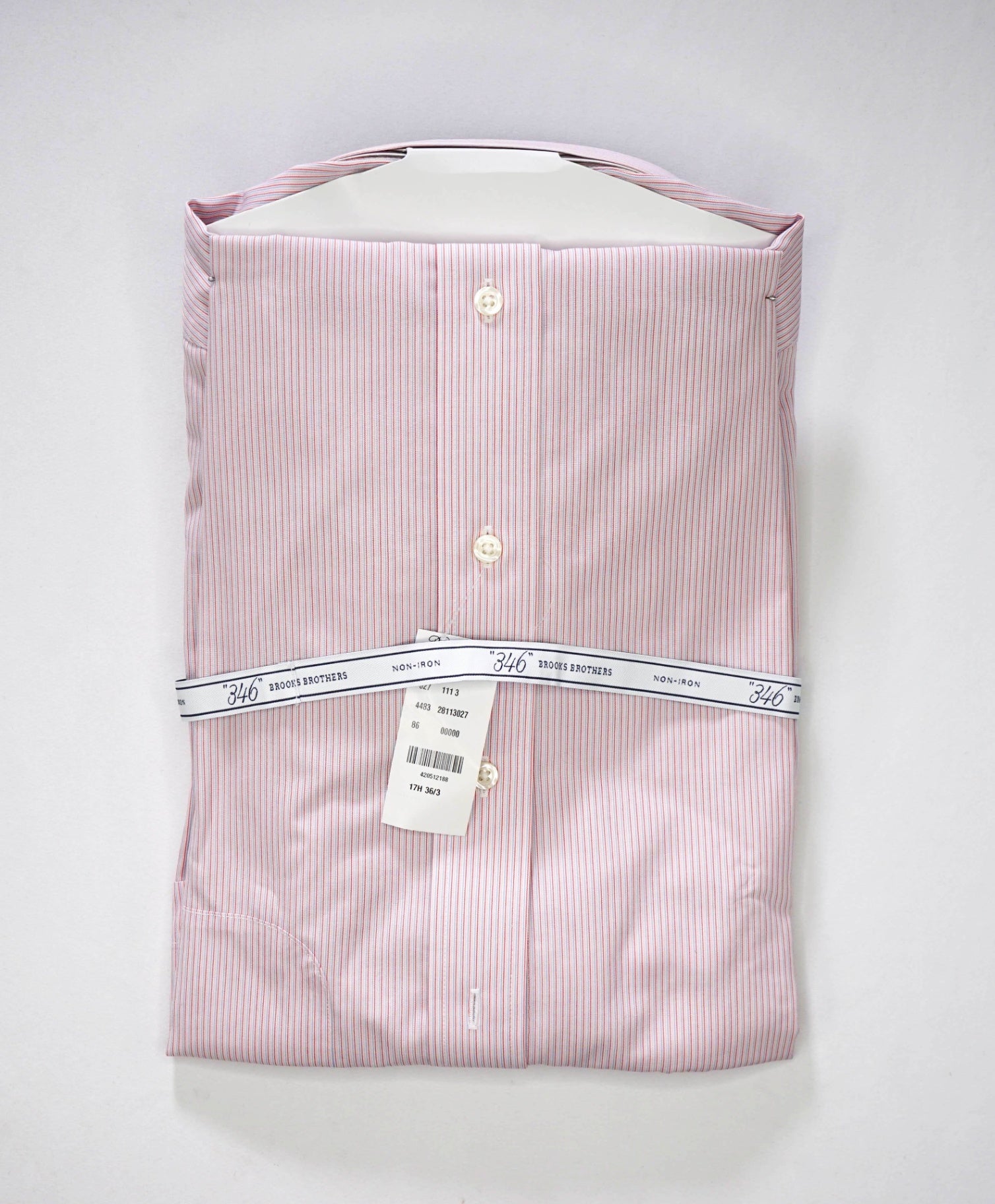 $128 BROOKS BROTHERS - Red/Blue Stripe NON-IRON SLIM FIT "346" Shirt - 17.5 - 36/37