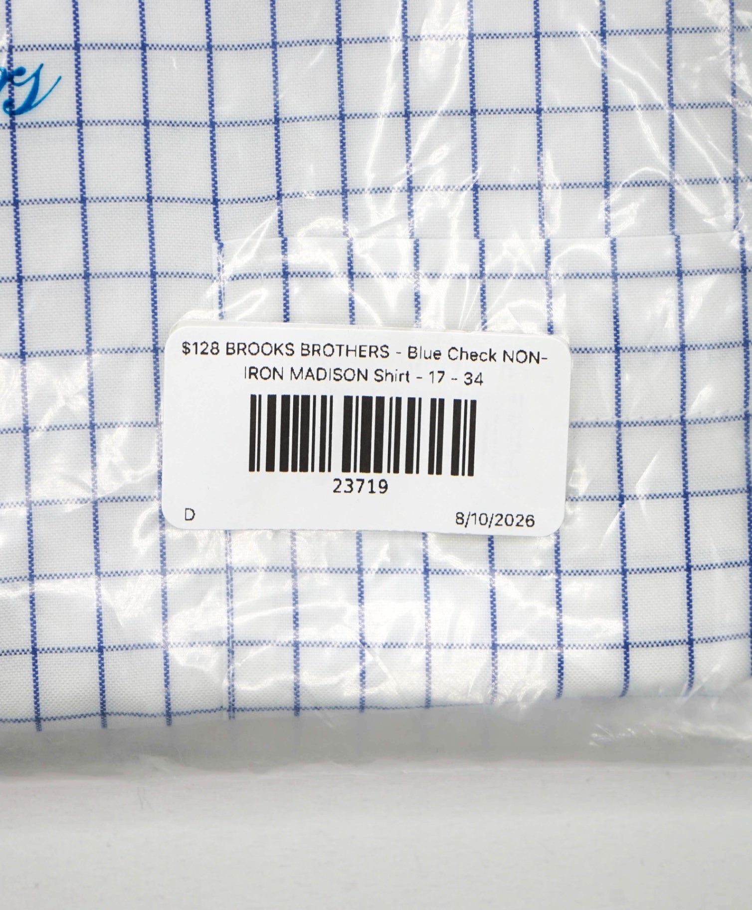$128 BROOKS BROTHERS - Blue Check NON-IRON MADISON Shirt - 17 - 34