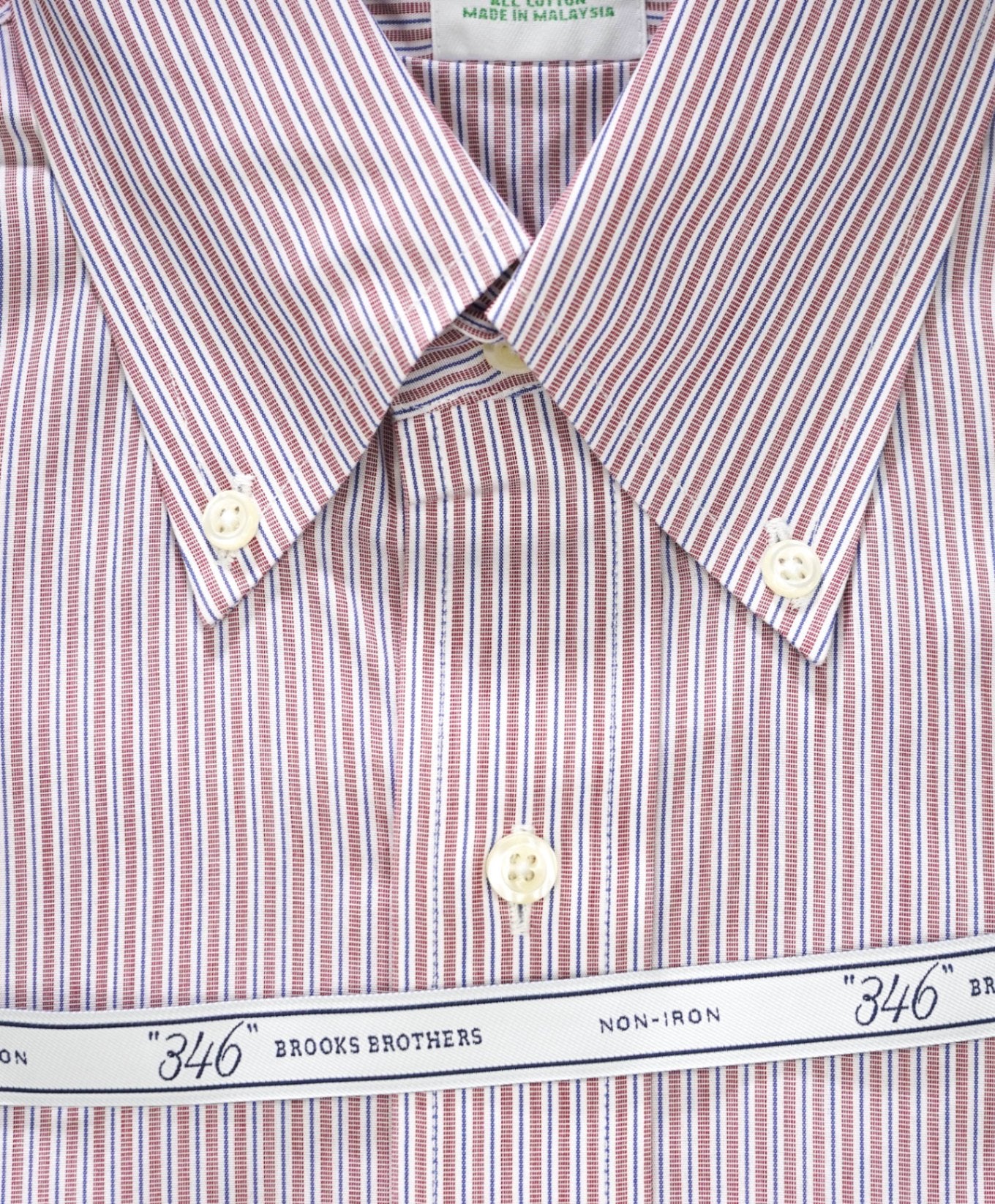 $128 BROOKS BROTHERS - Red/Blue Stripe NON-IRON EXTRA SLIM FIT "346" Shirt - 15 - 32/33